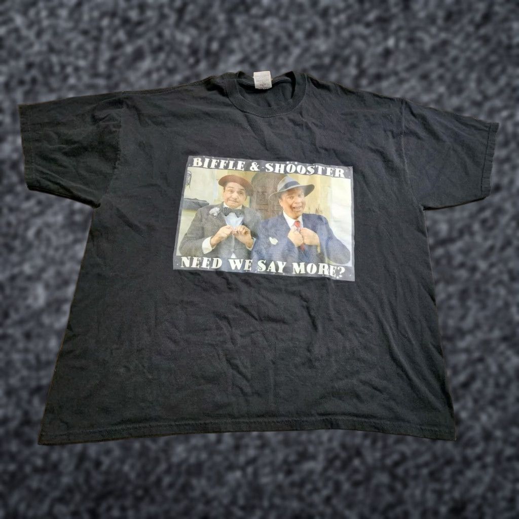 Jerzees VINTAGE The Misadventures Of Biffle And Shooster T-Shirt Mens 2XL Black Graphic Print All Seasons Crew Neck Jersey Cotton 2XL Mens Size US XXL / EU 58 / 5 - 1 Thumbnail