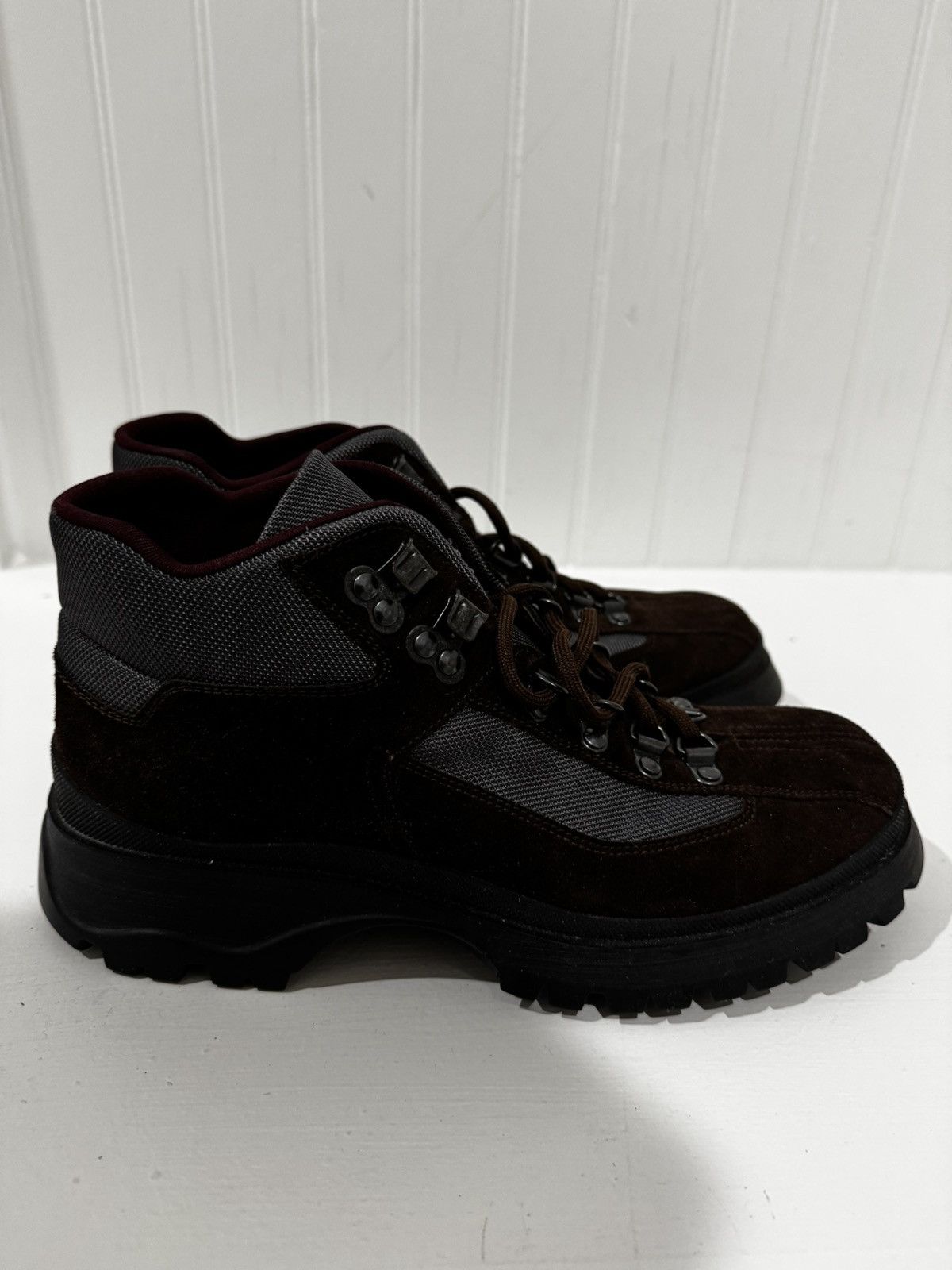 Prada Prada Sport Brown/Grey Suede and Nylon High Top Sneakers Size US 6.5 / IT 36.5 - 3 Thumbnail