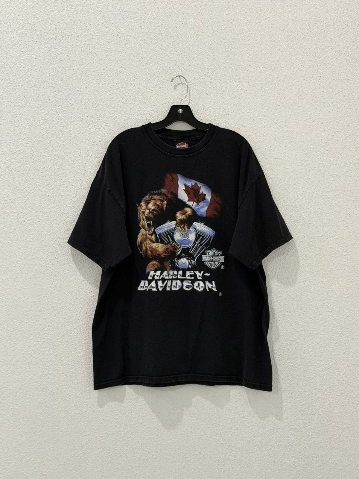 Harley Davidson Vintage 90s Harley Davidson Canadian Flag Grizzly Bear XL Size US XL / EU 56 / 4 - 1 Thumbnail