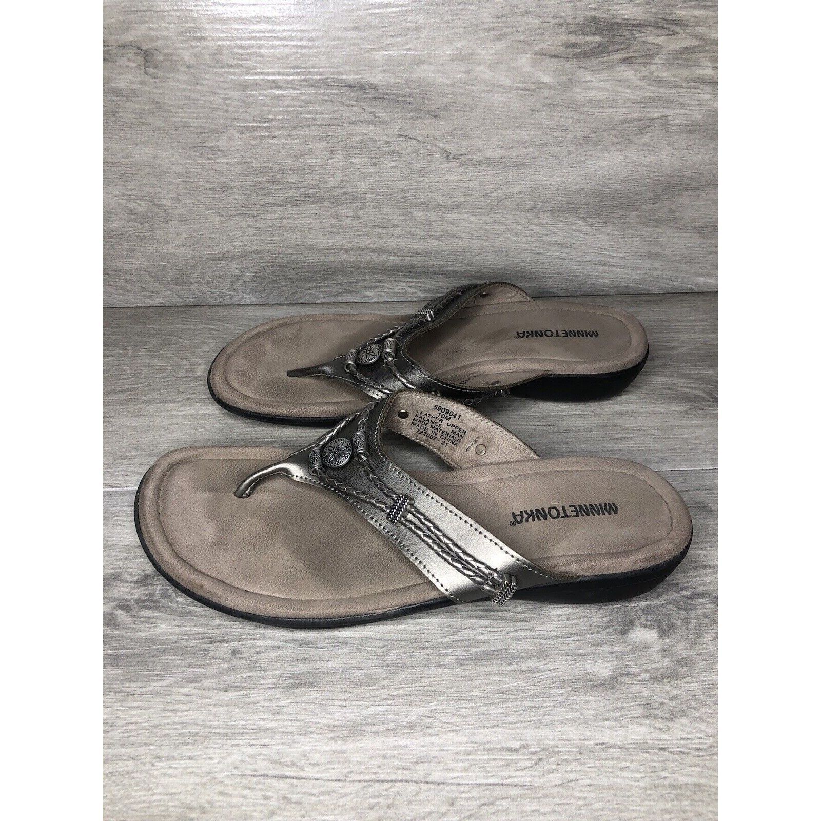 Minnetonka Minnetonka Pewter Silver Silverthorne Filp Flop Thong Sandal Size US 10 / IT 40 - 1 Thumbnail