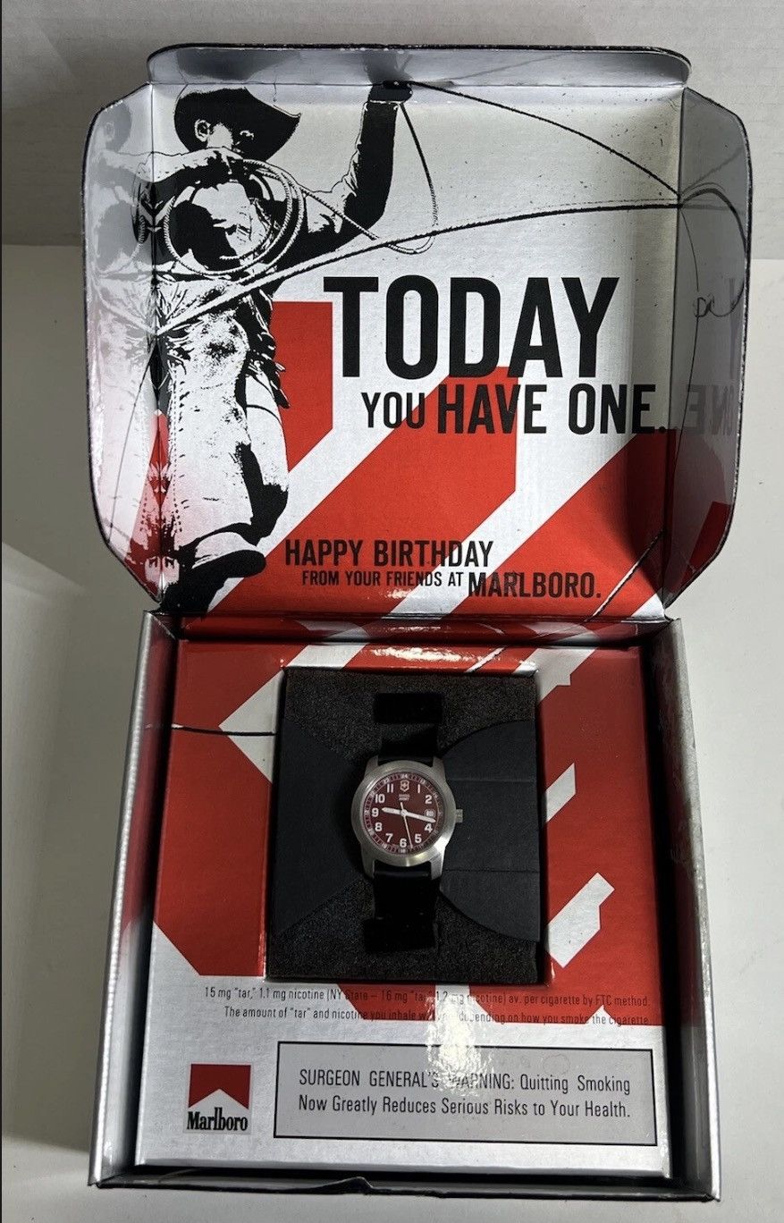 Marlboro Vintage Marlboro Happy Birthday Swiss Army Wristwatch In Box Size ONE SIZE - 1 Thumbnail