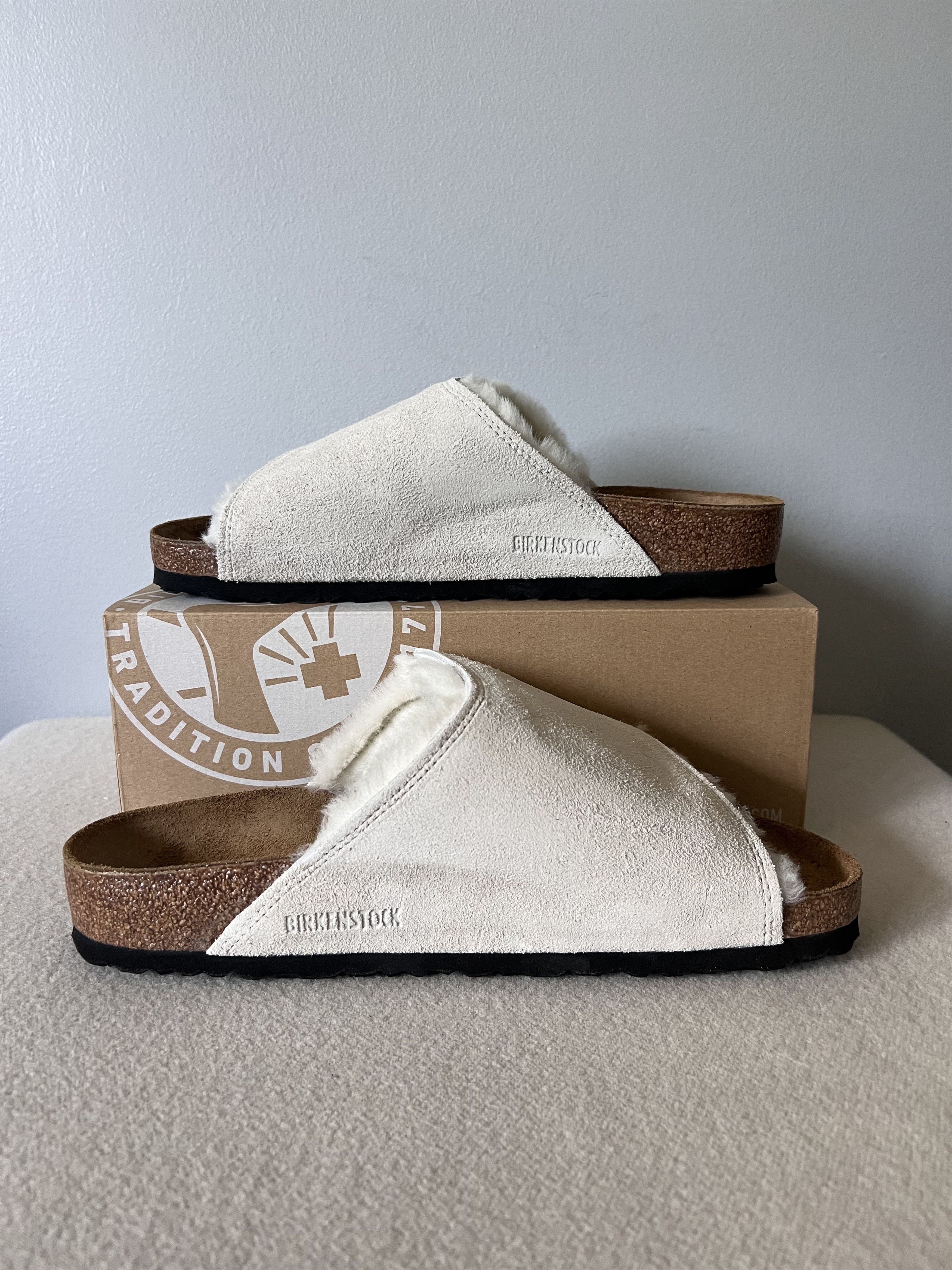 Stussy Birkenstock Solana Sandals in Bone White