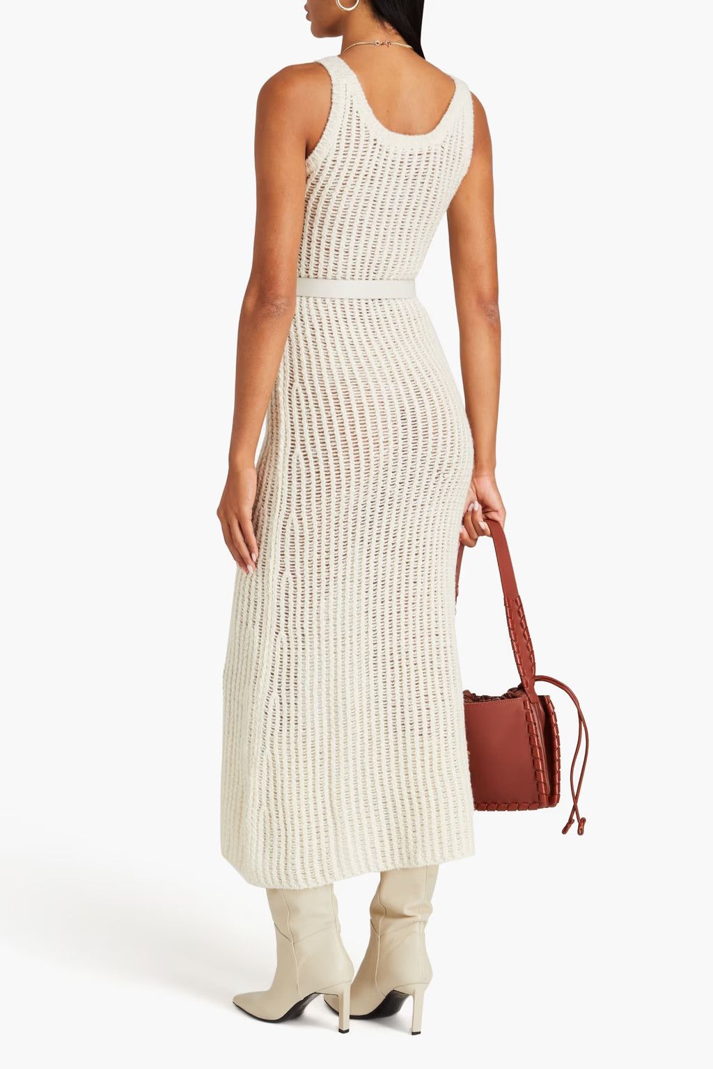Chloe o1y0825 Midi Dress in Ivory Size M / US 6-8 / IT 42-44 - 3 Thumbnail