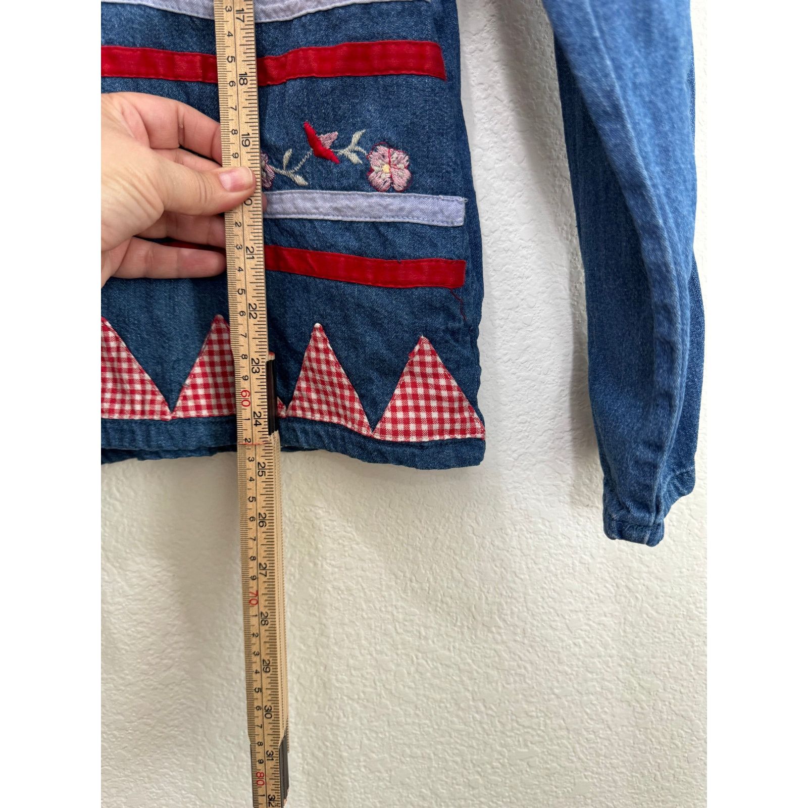 Other Women's Blue Denim Button-Up Shirt Jacket Embroidered Large Size L / US 10 / IT 46 - 3 Thumbnail