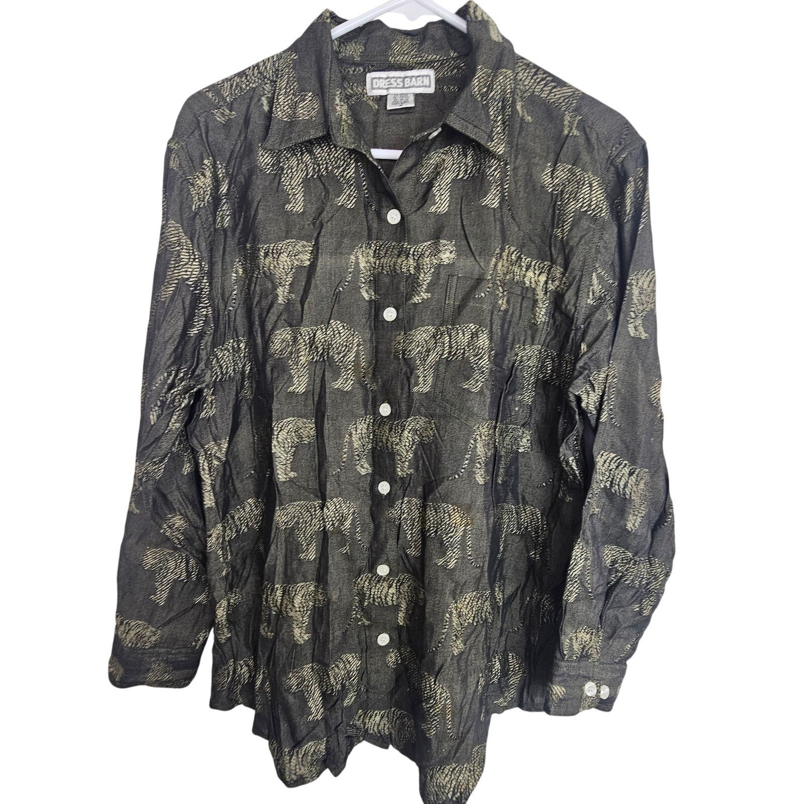 Vintage Vintage Dress Barn Tiger Print Button Shirt M Maximalist Size M / US 6-8 / IT 42-44 - 1 Thumbnail