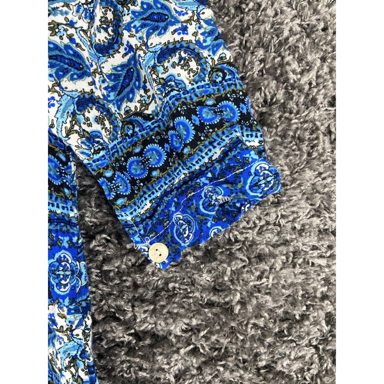 Vintage Bohemian Blue Maxi Dress Women's Medium Short Sleeve Slit Center Womens Size 32" / US 10 / IT 46 - 6 Thumbnail