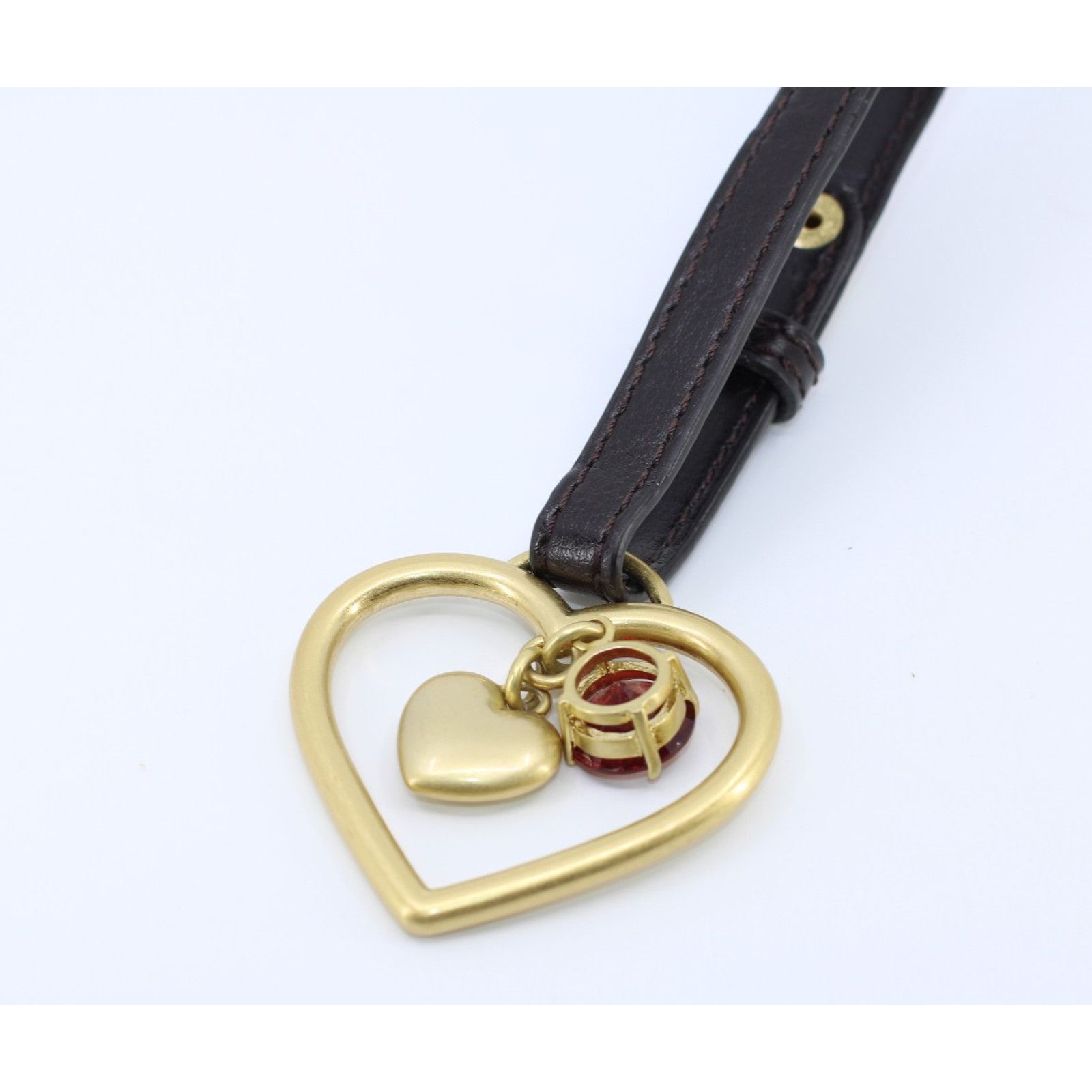 Juicy Couture JUICY COUTURE Heart Bag Charm Key Chain Brown Leather Gold Size ONE SIZE - 3 Thumbnail