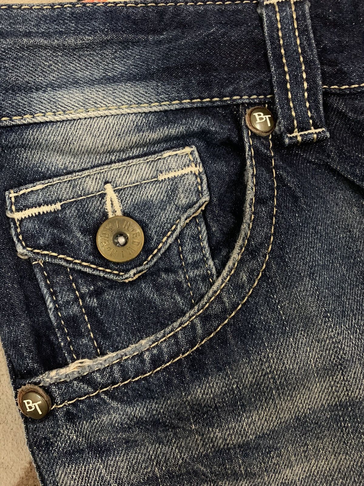 Edwin Vintage Edwin Blue Trip Flare Bootcut Distressed Jeans Size US 31 - 5 Thumbnail