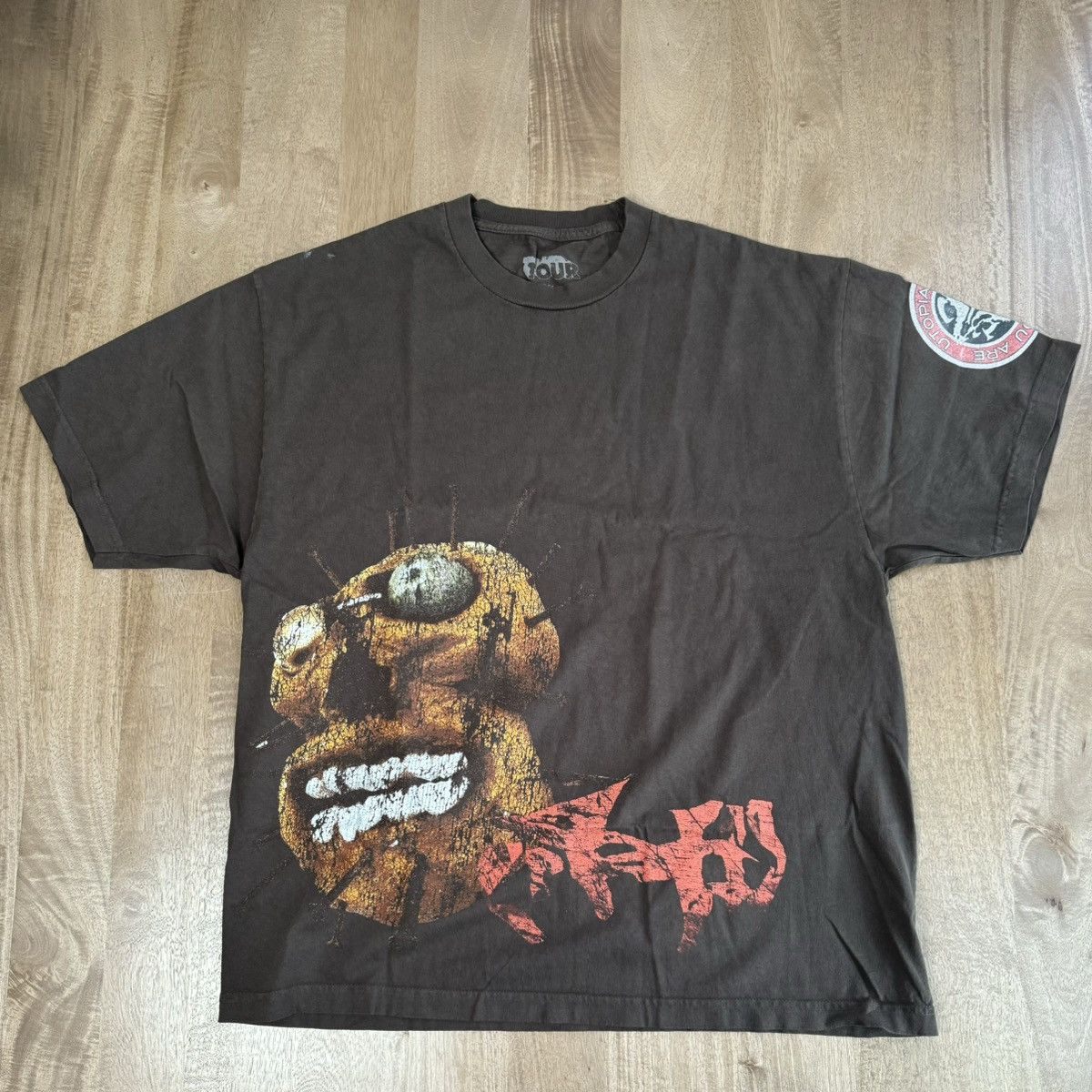 image of Travis Scott Utopia Vip Tshirt in Brown, Men's (Size XL)