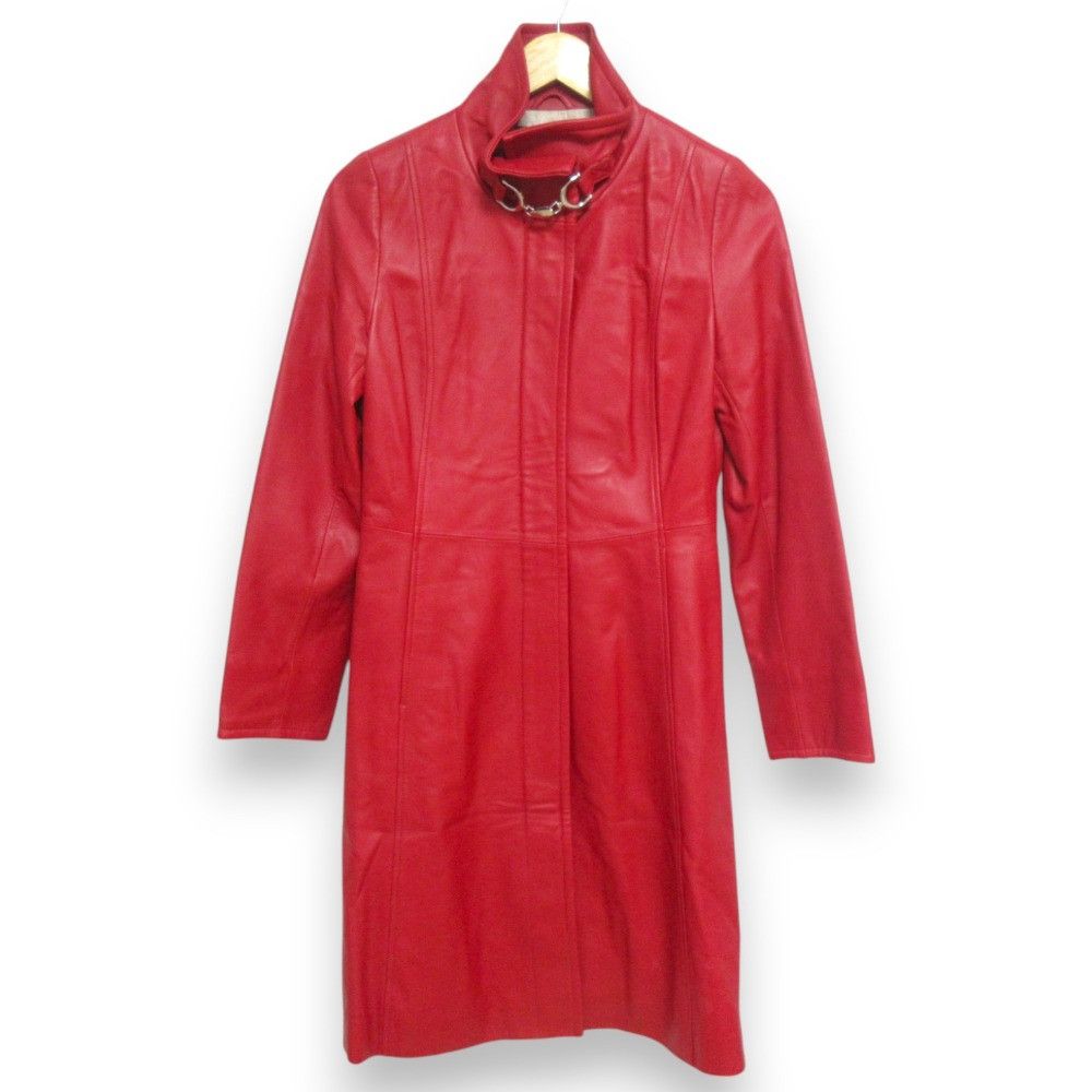 Other Balmain Stand Collar Lamb Leather Long Coat Leather Outerwear DUTY FREE for USA
