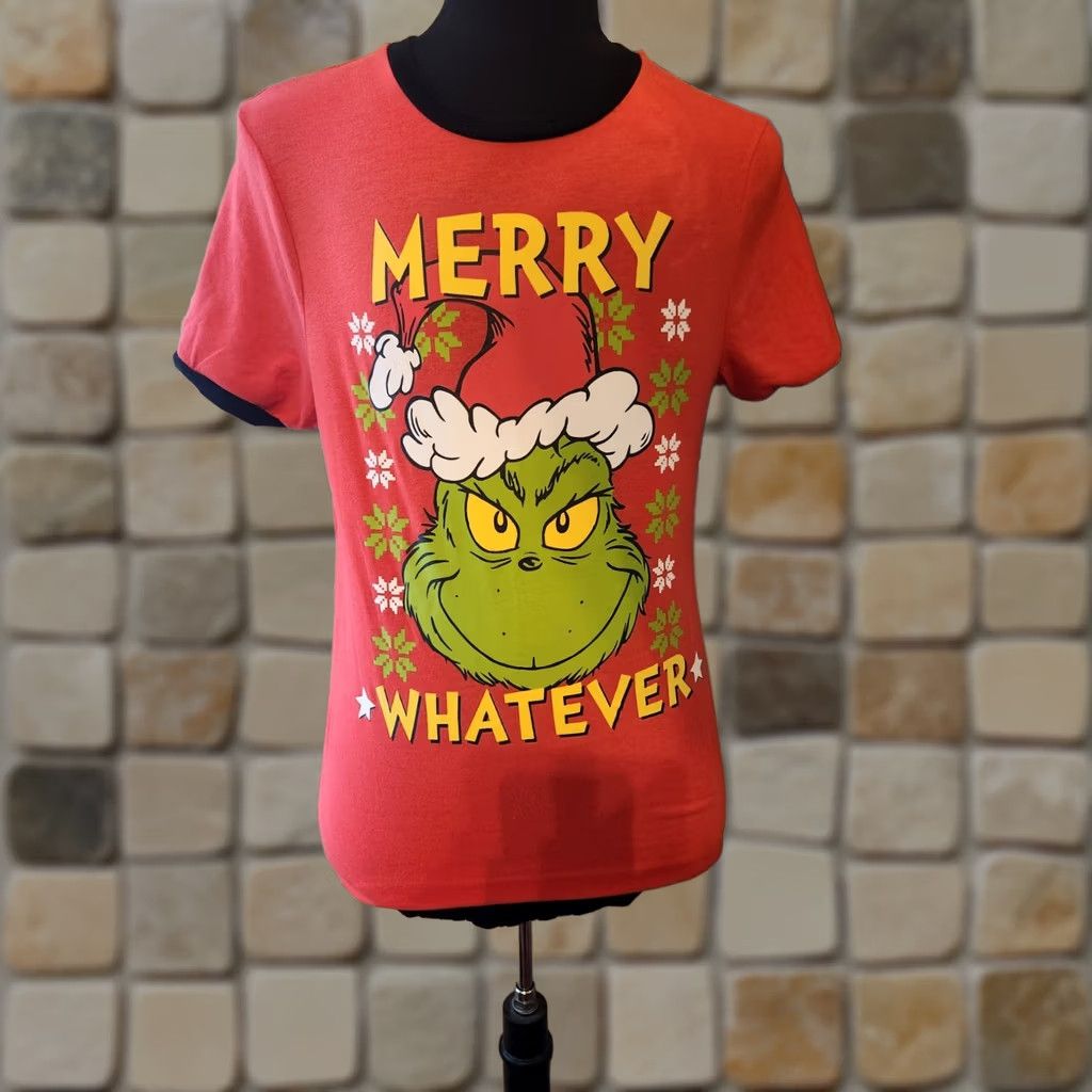 Vintage Dr Seuss The Grinch Merry Whatever Red Graphic Ringer T-Shirt Sz S Adult Mens Size US S / EU 44-46 / 1 - 1 Thumbnail
