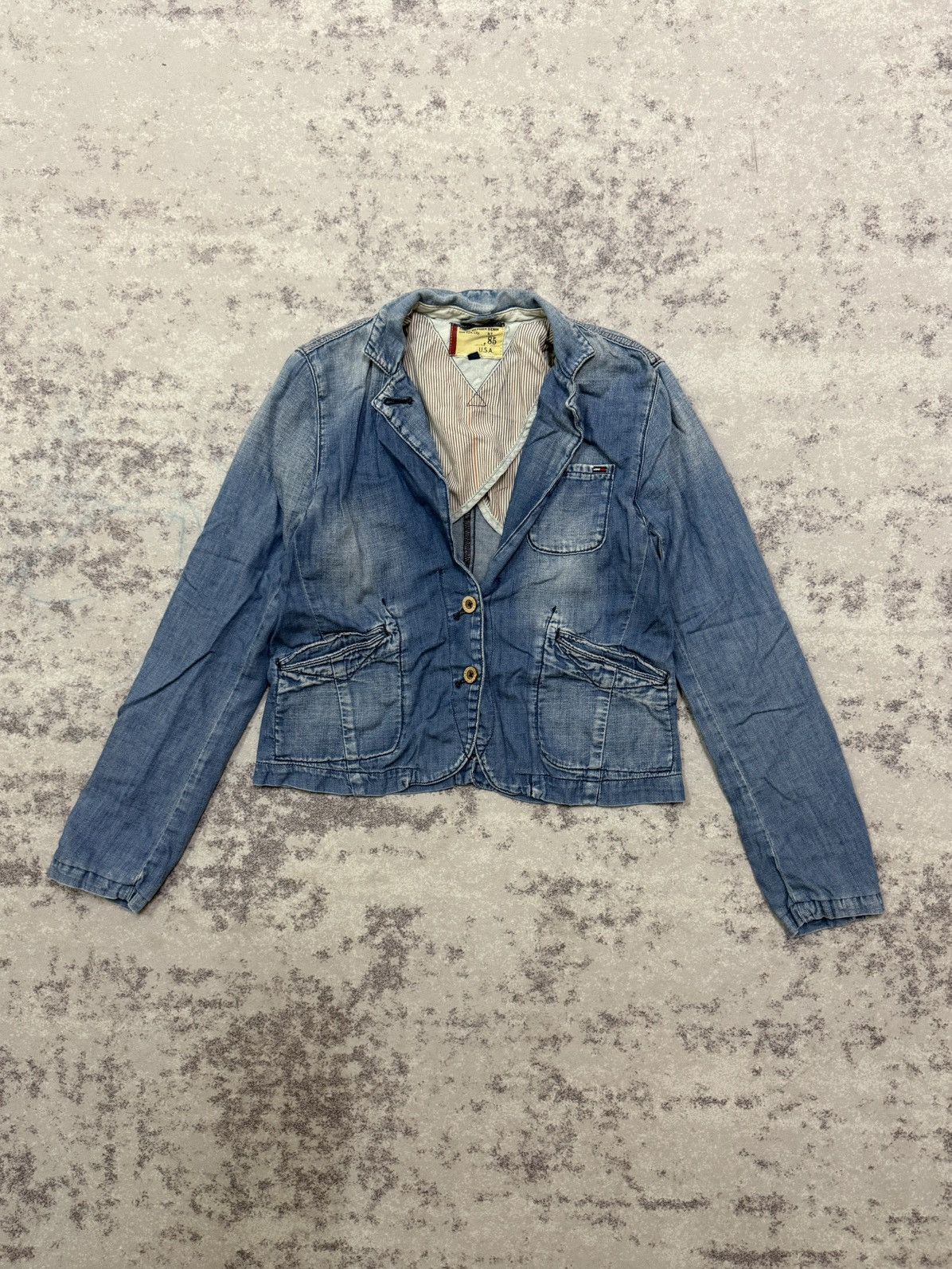 Tommy Hilfiger Tommy Hilfiger light wash denim blazer jacket patch pocket Size XS / US 0-2 / IT 36-38 - 3 Thumbnail