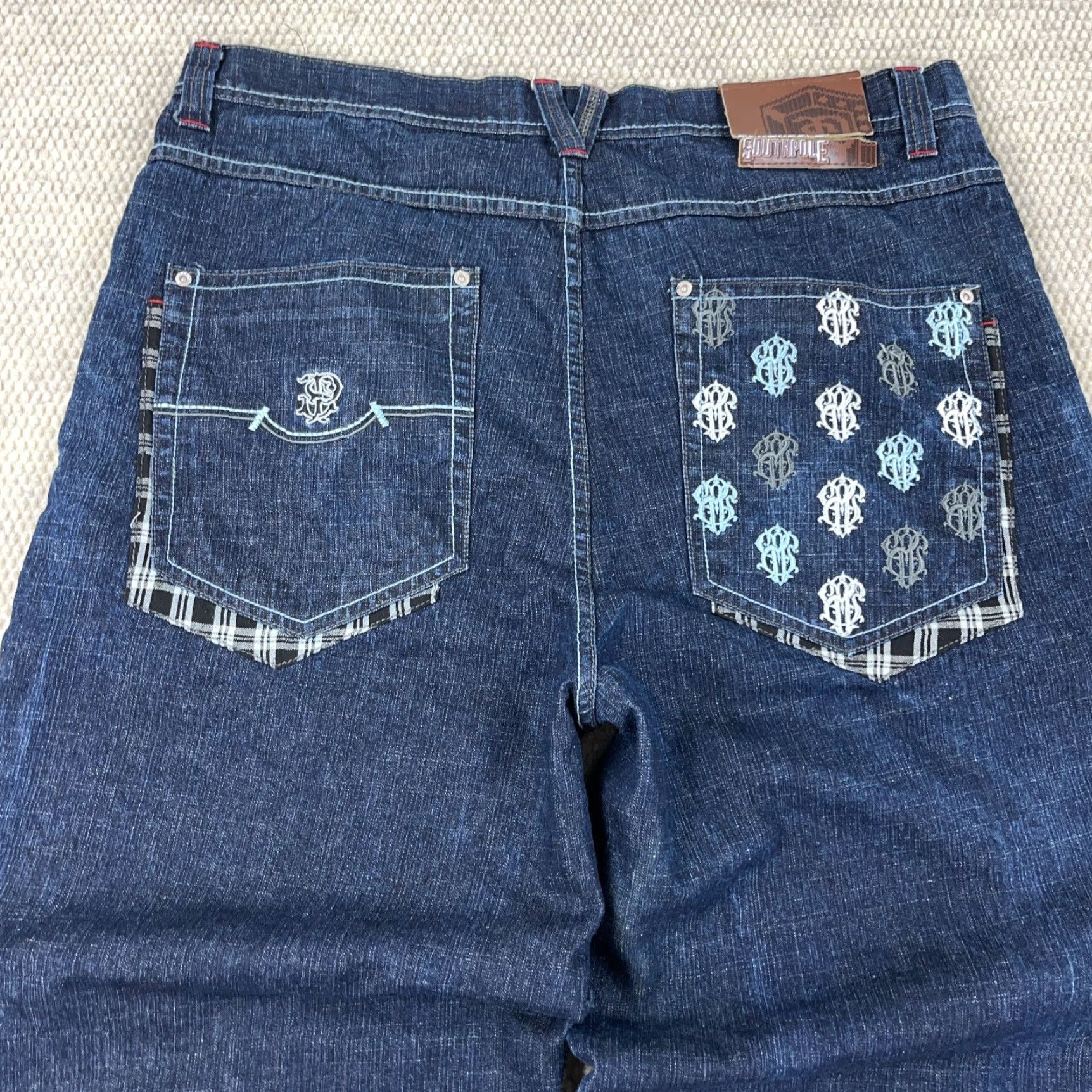 Southpole VINTAGE South Pole Jeans Men's 42x33 Baggy Wide-Leg Dark Wash 90s Hip Hop 5-Pocket Denim Blue Mens Size 42 Regular Waist Mens Size US 42 / EU 58 - 4 Thumbnail