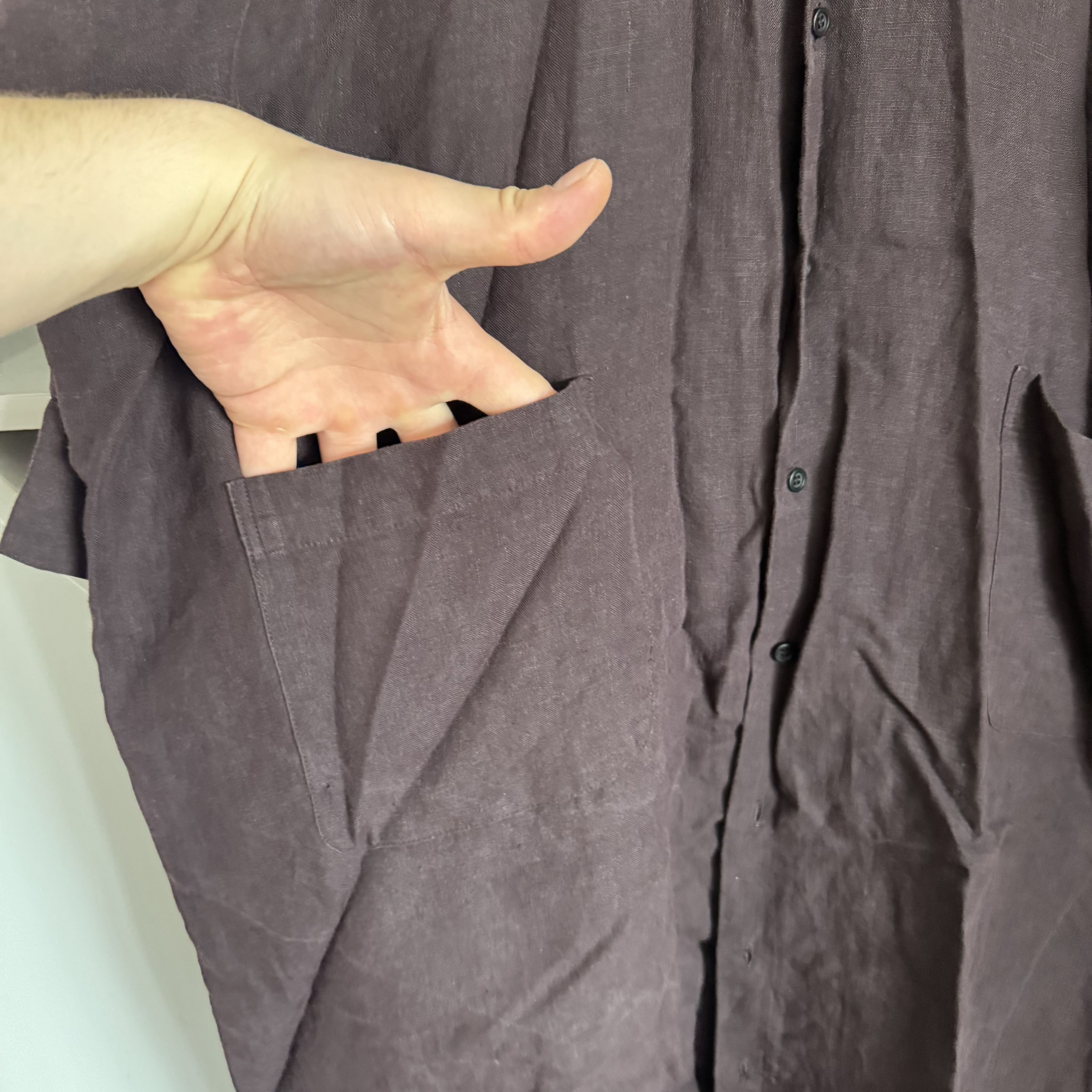 eskandar Women’s ESKANDAR 100% Linen Burgundy Button-Up Dress Shirt Size ONE SIZE - 11 Thumbnail