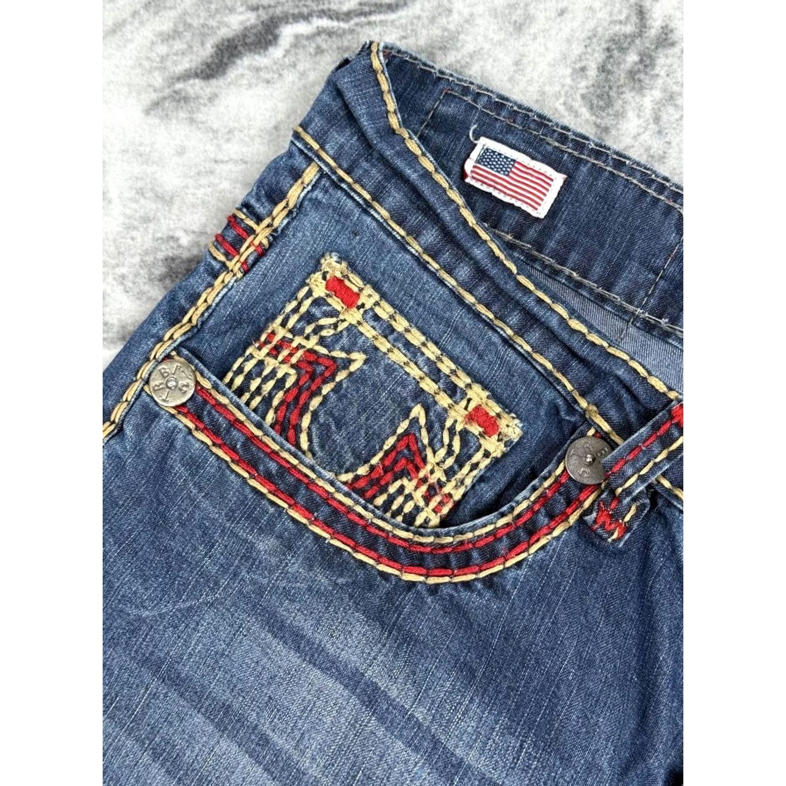 True Religion VINTAGE True Religion Rocco Denim Jeans Men 34x34 Blue 5-Pocket Straight Long Rise 10-12in Logo Pattern Solid Jeans Baggy Size US 34 / EU 50 - 7 Thumbnail