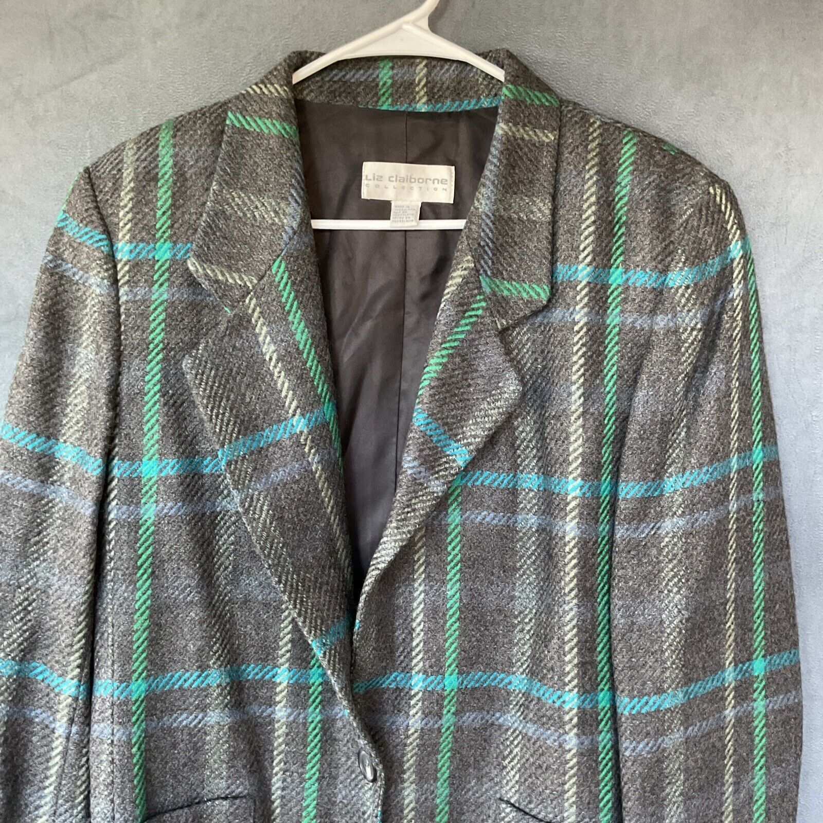 Liz Claiborne Vintage Liz Claiborne Collection Blazer Women 10 Plaid Twill Size L / US 10 / IT 46 - 11 Thumbnail