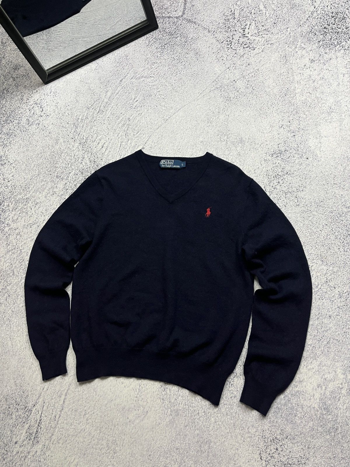 Polo Ralph Lauren × Vintage Luxury Polo Ralph Lauren V-Neck Jumper Merino Wool Sweater Size L / US 10 / IT 46 - 2 Thumbnail