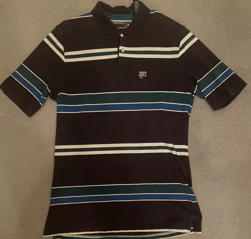 Enyce × JNCO Y2k VTG Enyce Polo Shirt Mens 3XL Brown Green Striped Size US XXL / EU 58 / 5 - 1 Thumbnail