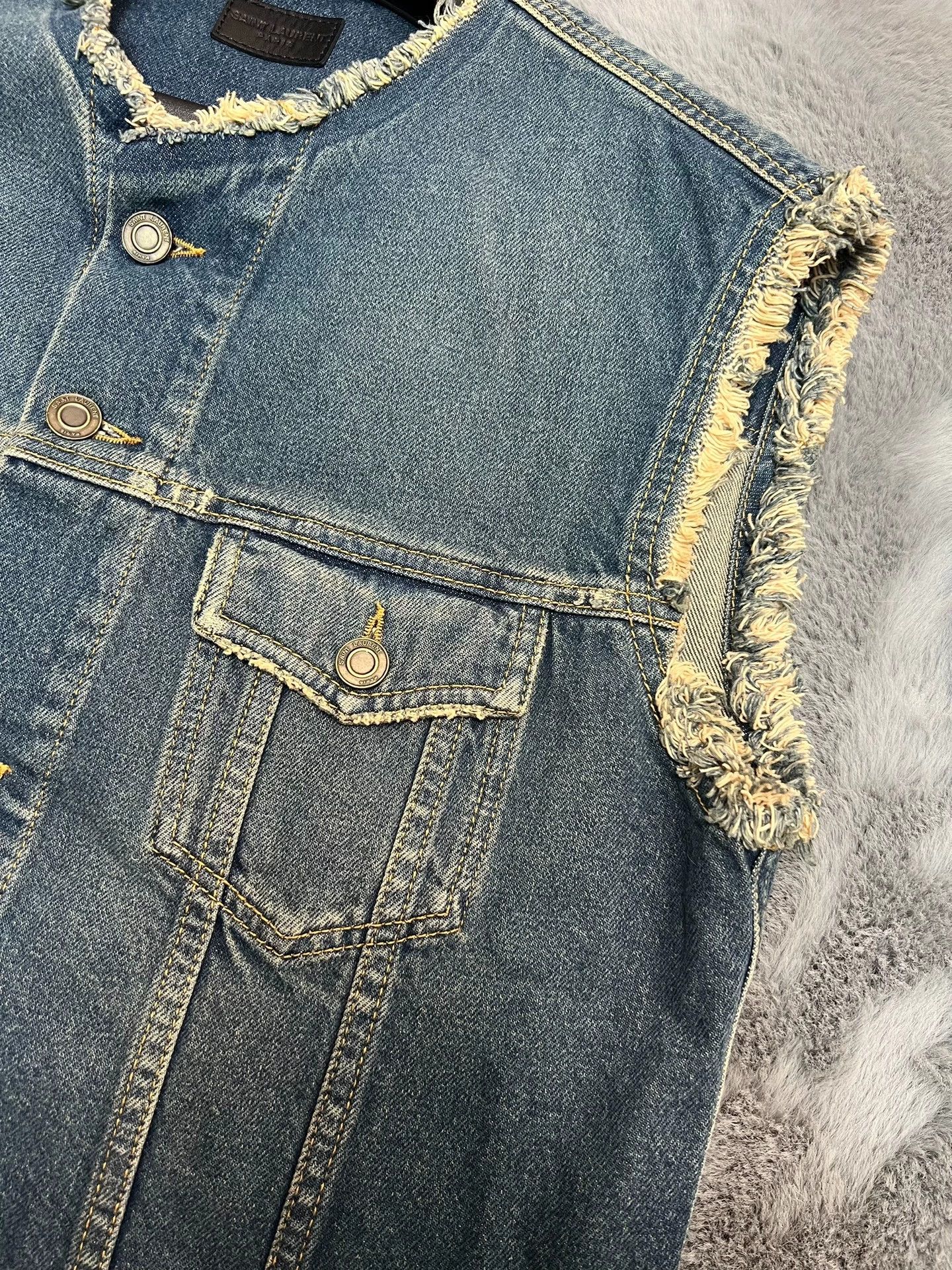 Saint Laurent Paris SLP Spring/Summer 2015 runway style raw-edge denim vest Size US M / EU 48-50 / 2 - 5 Thumbnail