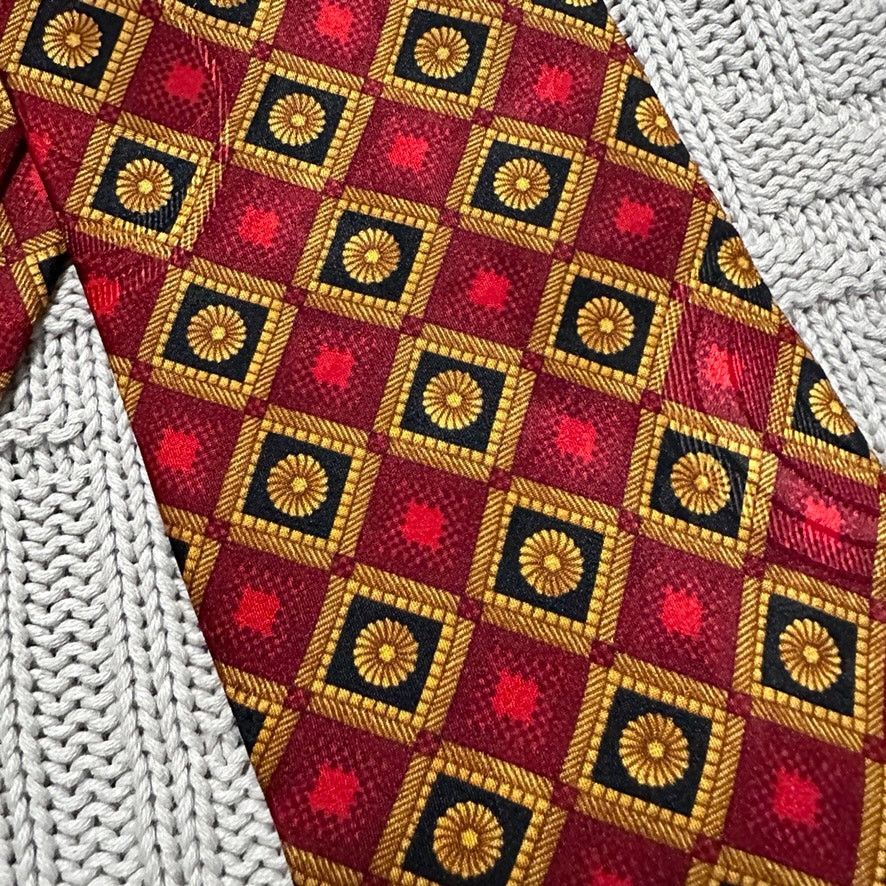 Vintage Vintage Bruno Piattelli red geometric print Italian silk tie Size ONE SIZE - 2 Thumbnail
