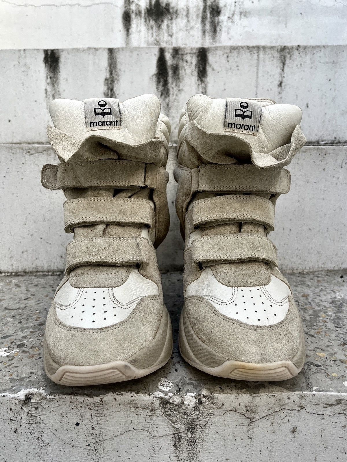 Isabel Marant Balskee Suede Hi top Wedge Sneaker (White) Size US 9 / IT 39 - 6 Thumbnail