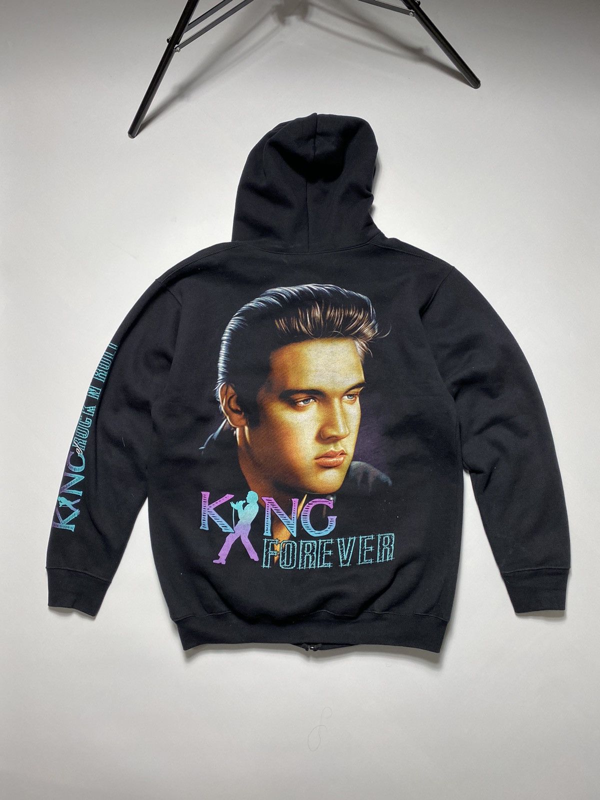 Band Tees × Vintage Vintage 90s Elvis Presley King Forever oversized hoodie Size US XL / EU 56 / 4 - 1 Thumbnail