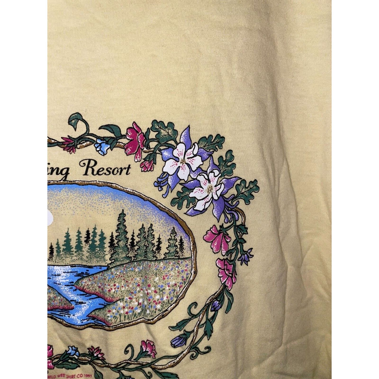 Jerzees Vintage Robin Hill Shirt Camping Resort Yellow Tee VTG 90s L Size US L / EU 52-54 / 3 - 4 Thumbnail