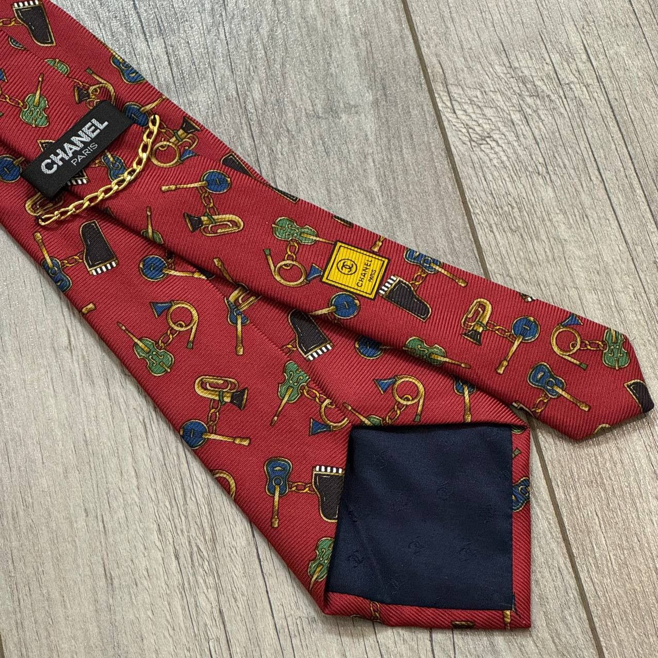 Chanel Vintage CHANEL Graphic Pattern Silk Tie Size ONE SIZE - 1 Thumbnail