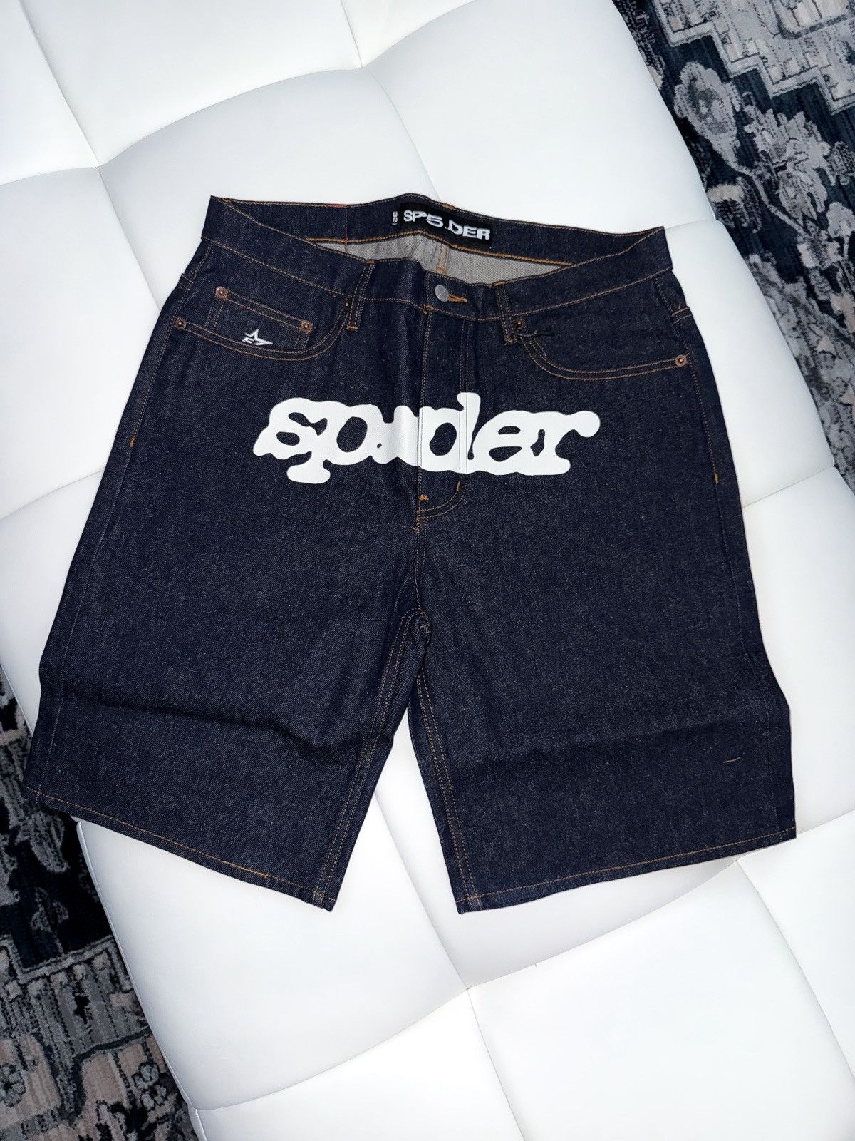 Sp5der Spider denim logo shorts Size US 32 / EU 48 - 1 Thumbnail