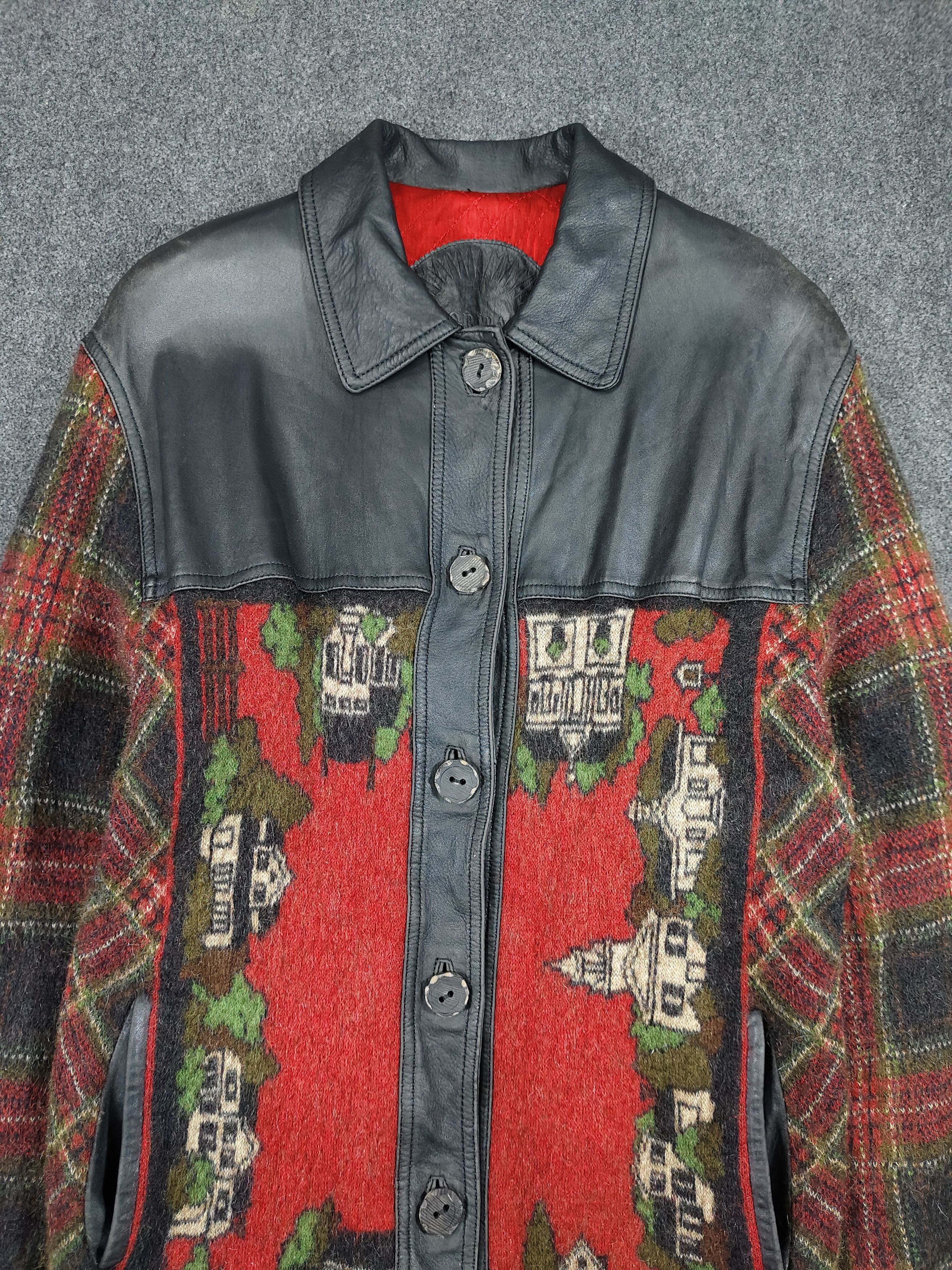 Torras 80s Torras-Artisan Tapestry Archive Wool Leather Coat Jacket Size M / US 6-8 / IT 42-44 - 2 Thumbnail