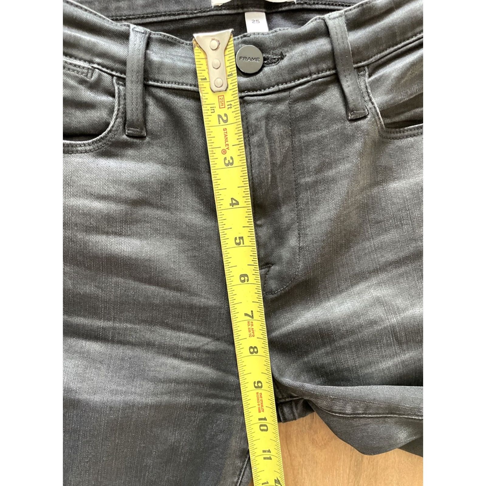 Frame VINTAGE FRAME Le Skinny De Jeanne Jeans Women 25x27 Black Skinny 70s Biker USA Mens? Size 42" / US 20 - 7 Thumbnail