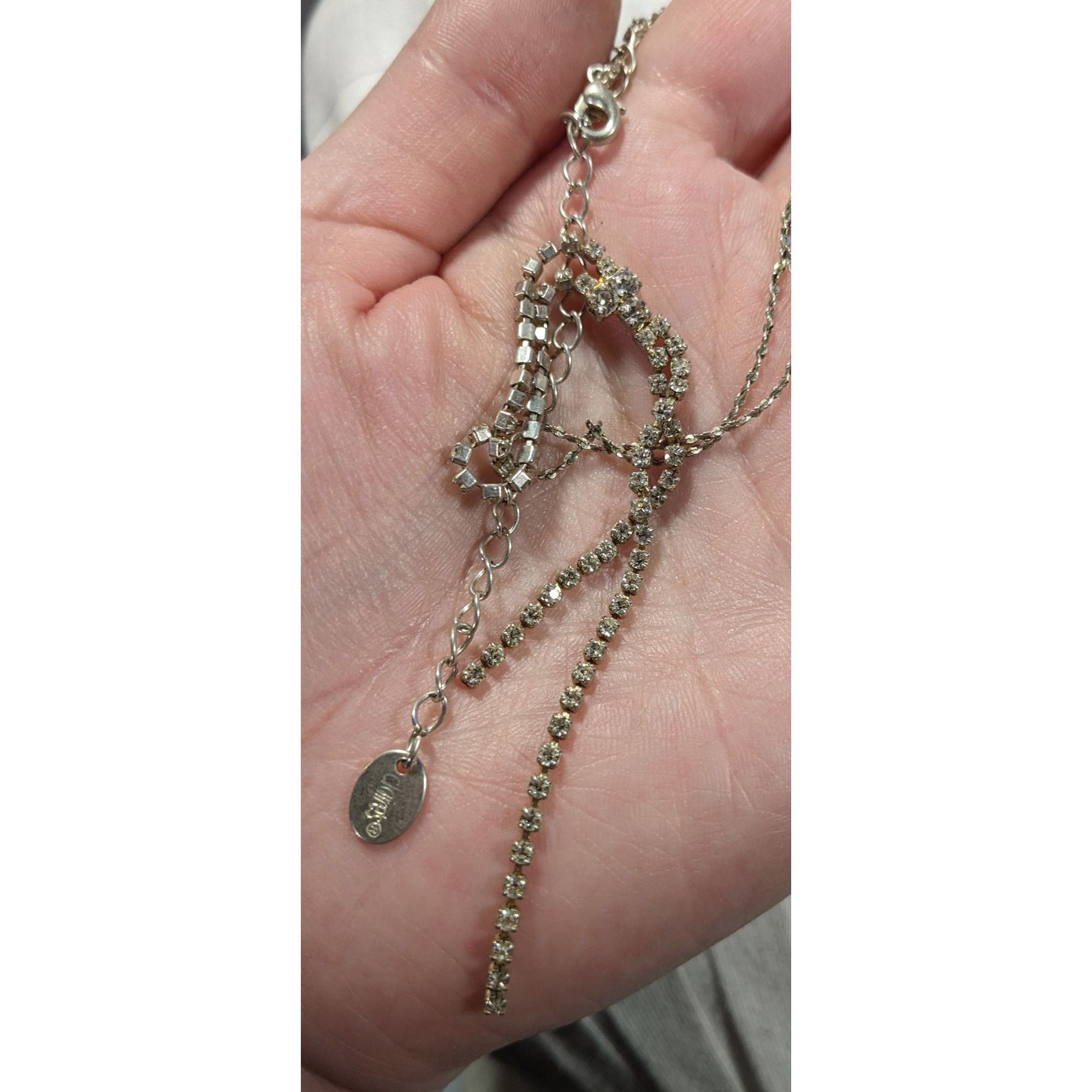 Other Claire's Y2K Rhinestone Silver Tone Y Drop Prom Necklace Size ONE SIZE - 5 Thumbnail