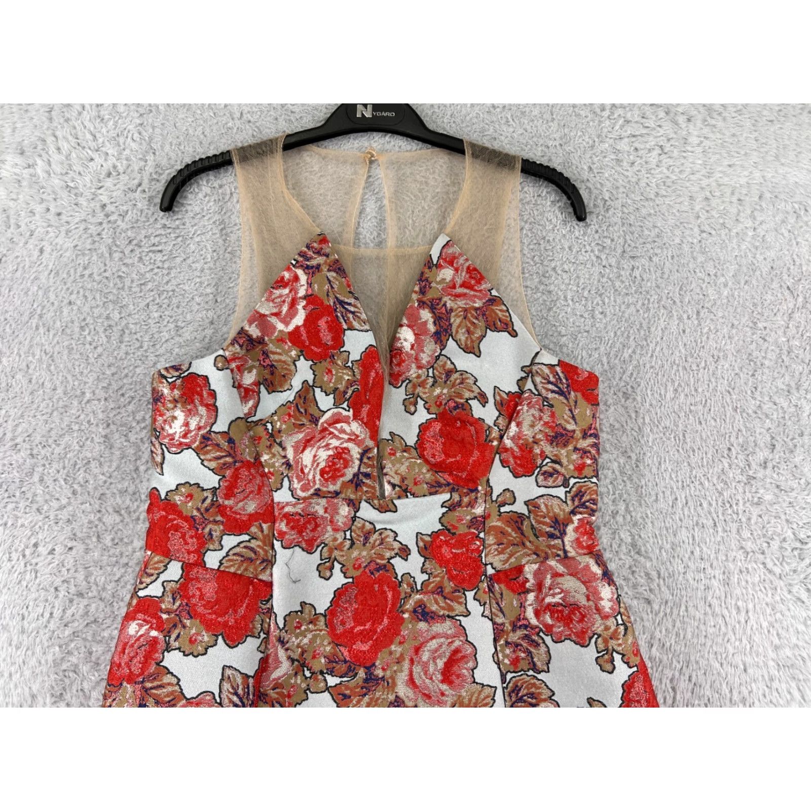 Topshop Top Shop Dress Womens 10 Red Floral Sleeveless V-Neck Mini Polyester Blend Botton, Ruffle Casual Party/Cocktail Size L / US 10 / IT 46 - 6 Thumbnail