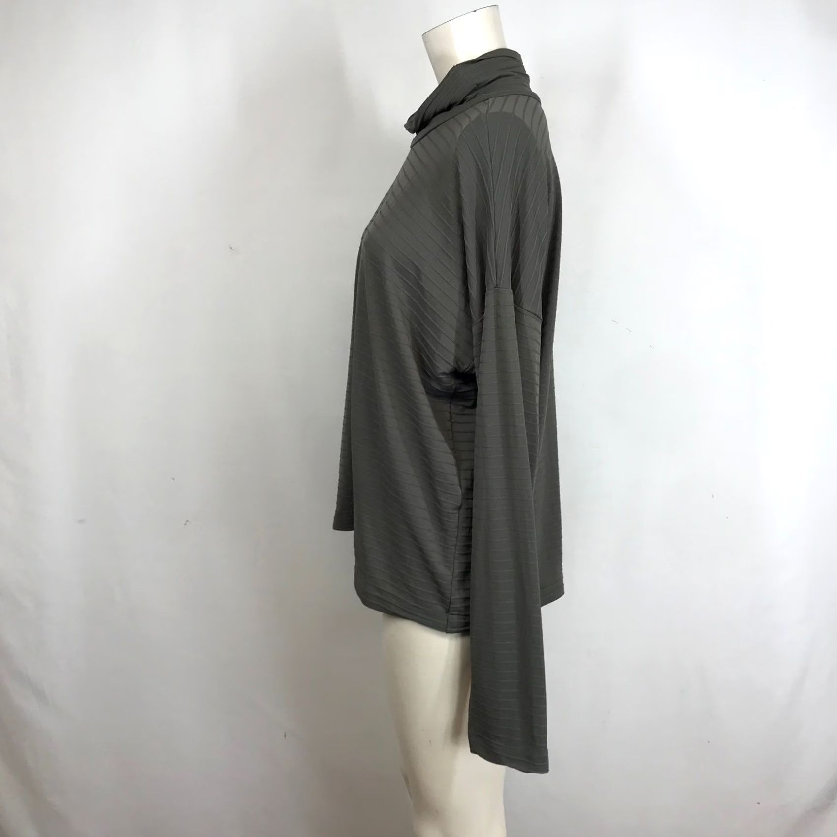 CO F.H. Clothing Co Large Long Sleeve Striped Turtleneck Top Chic Olive Green Size L / US 10 / IT 46 - 6 Thumbnail