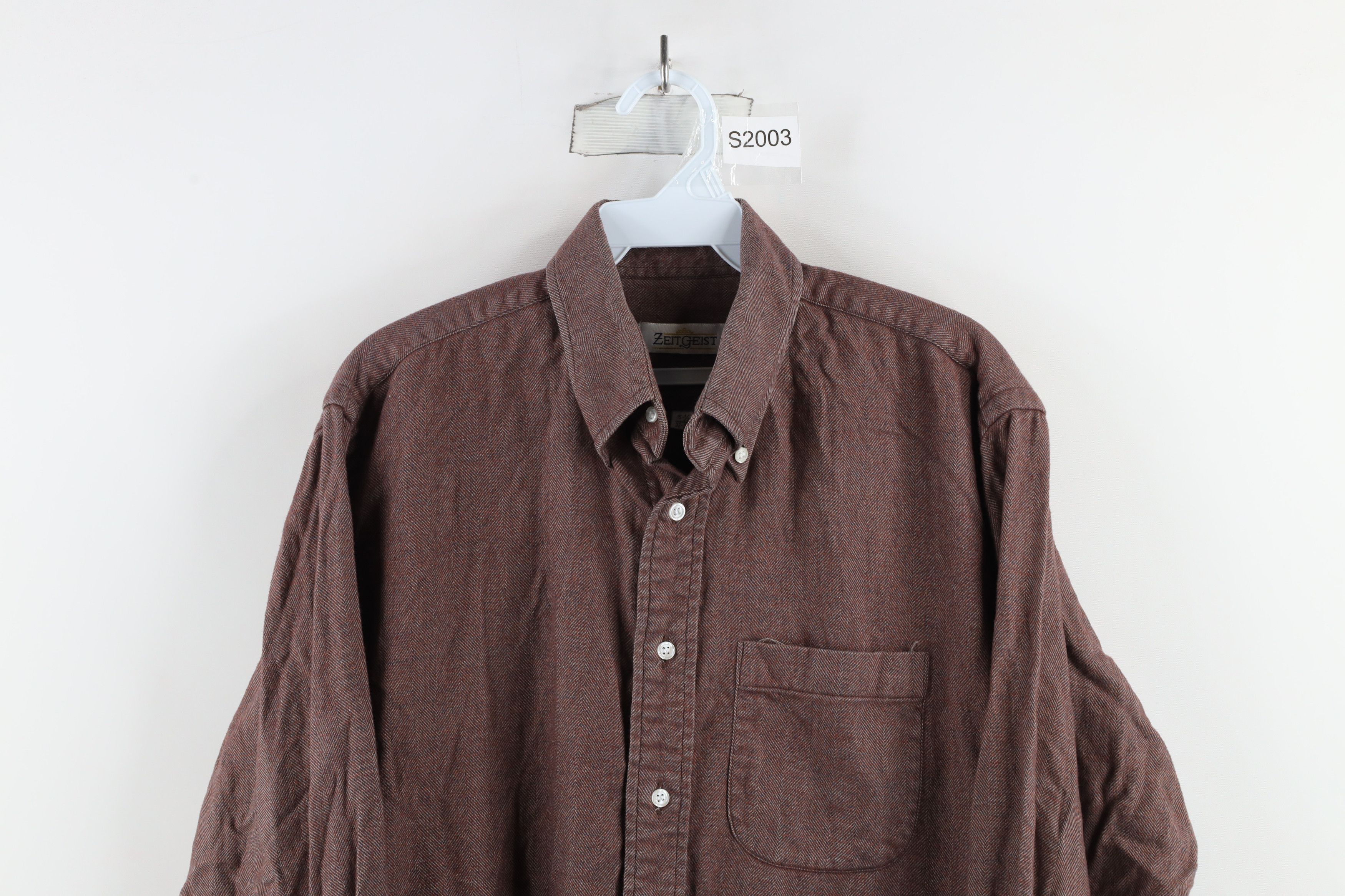 Vintage Vintage 90s Streetwear Herringbone Flannel Button Down Shirt Size US M / EU 48-50 / 2 - 2 Thumbnail