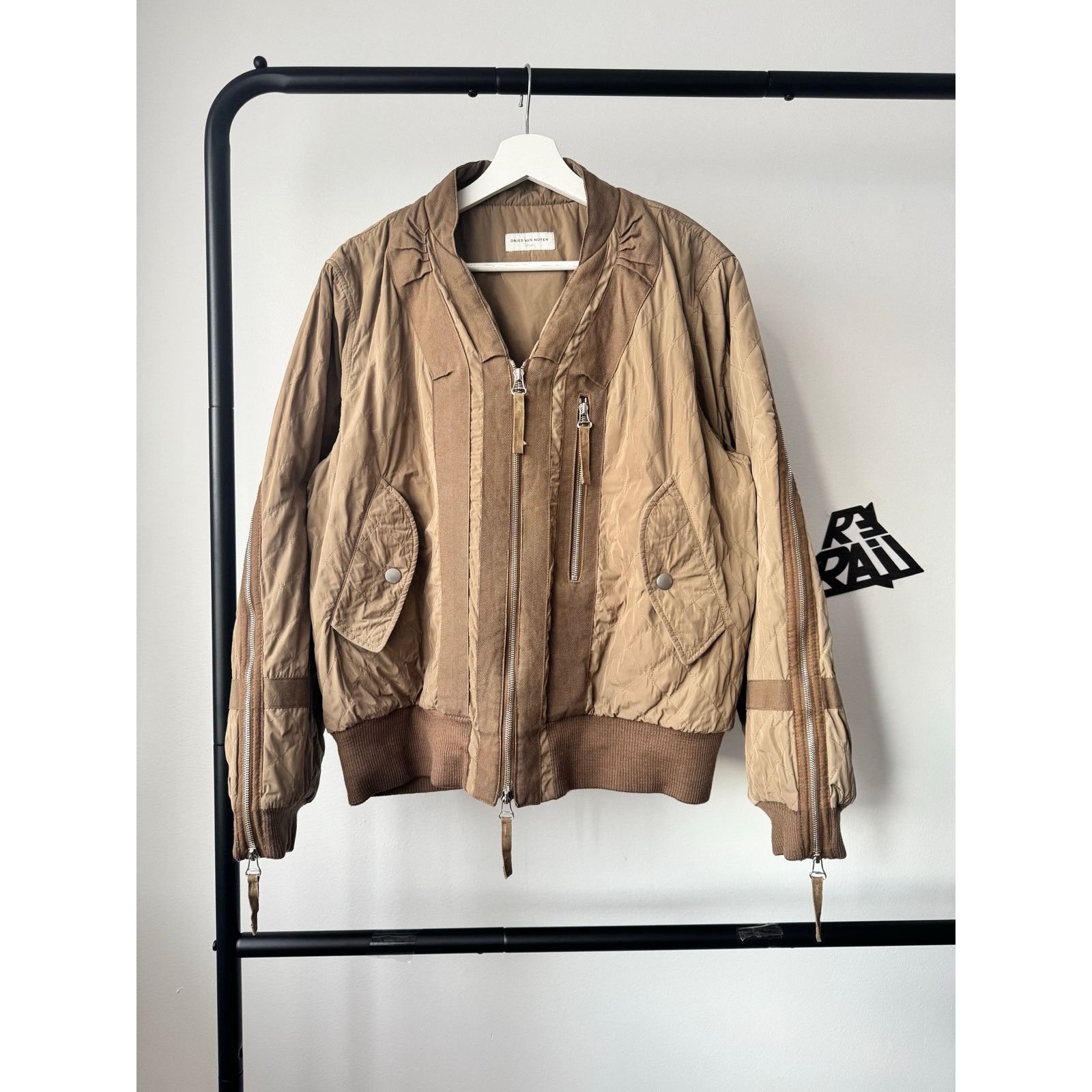 Rare Dries Van Noten Backzip Quilted Bomber Jacket