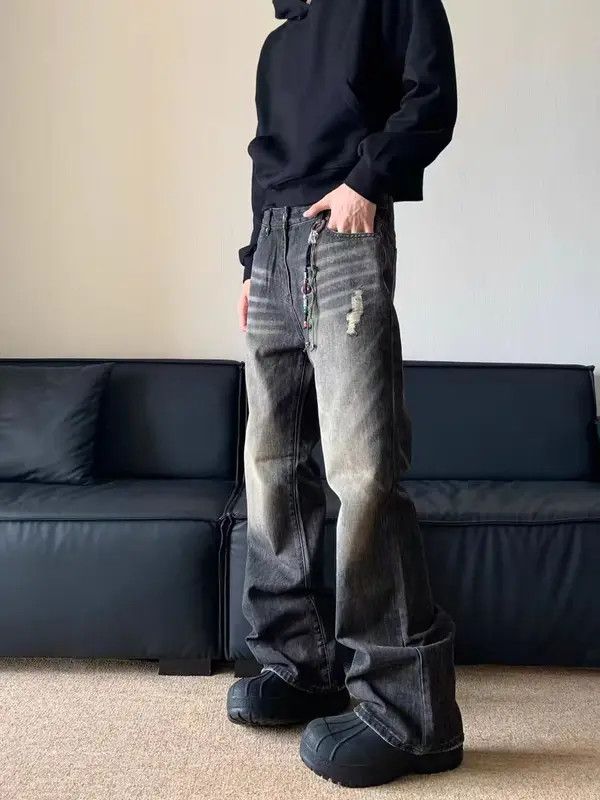 VIBE Aged washed baggy micro flare jeans Size US 34 / EU 50 - 7 Thumbnail