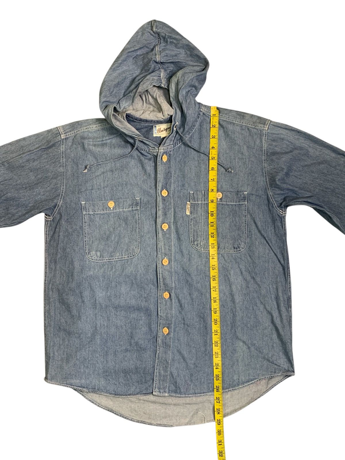Pieces Uniques Rare Design Unique Soft Denim Hoodie Button Up Shirts Size US M / EU 48-50 / 2 - 9 Thumbnail