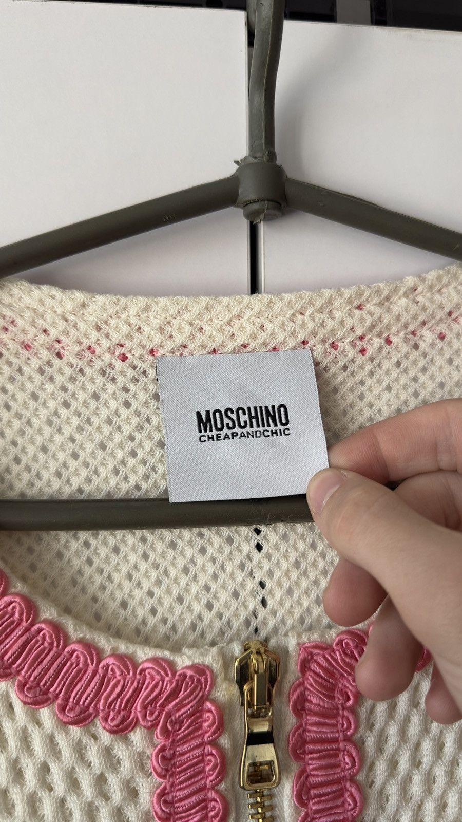 Moschino Vintage Moschino Crochet Mesh Cardigan Pink Braid Trim Size XL / US 12-14 / IT 48-50 - 7 Thumbnail
