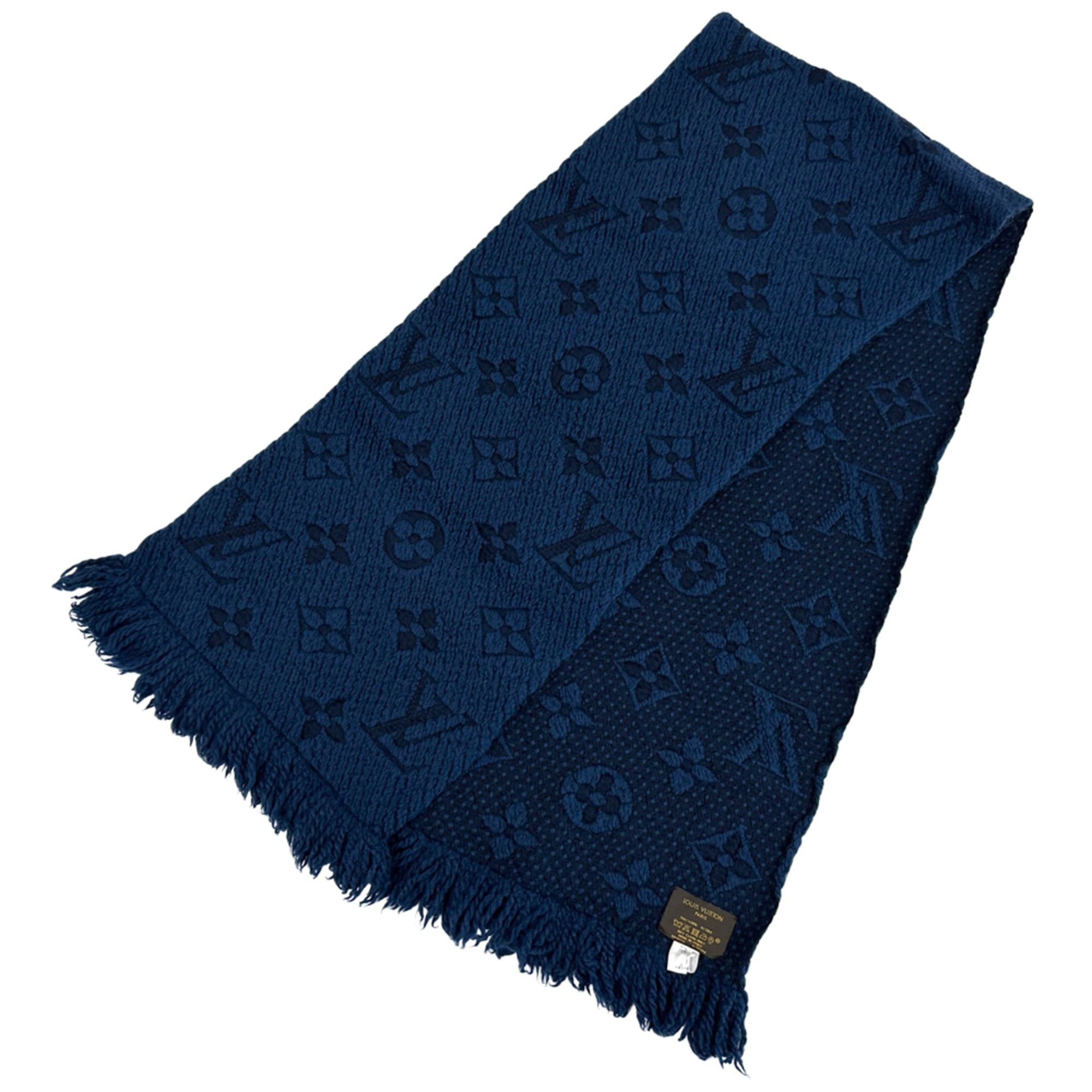 Louis Vuitton Louis Vuitton Scarf Muffler Monogram Women's Men's Brand Stole Wool Echarpe Logomania Anthracite Navy M75504 Size ONE SIZE - 1 Thumbnail