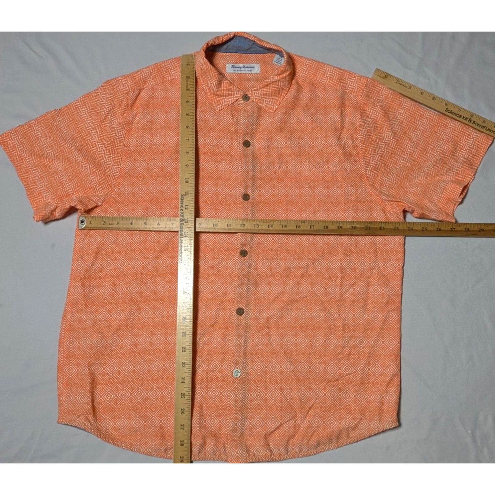 Tommy Bahama Tommy Bahama The Coconut Point Shirt Orange Geo Tencel Blend - Men Large Shirt Mens Orange Geometric Short Sleeve Button-Up Size US L / EU 52-54 / 3 - 6 Thumbnail