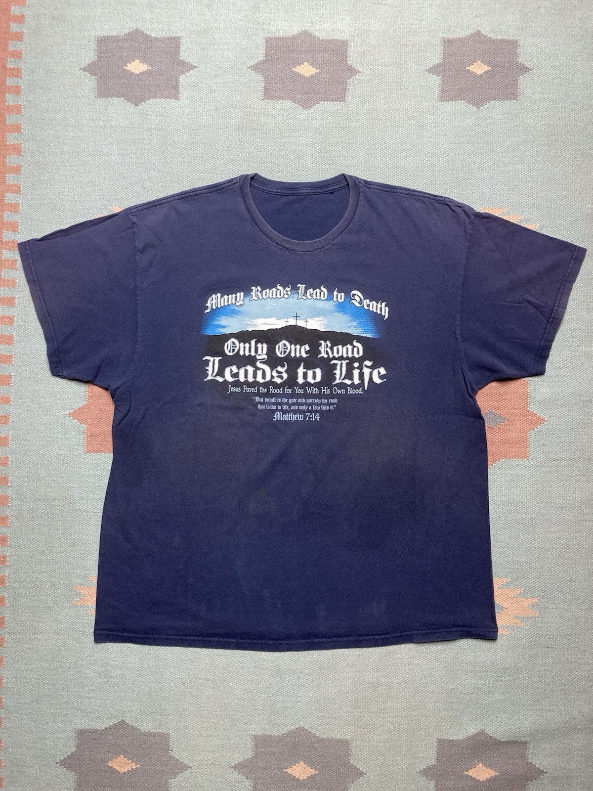 Vintage t shirt many roads lead to death one leads to life jesus XL Size US XL / EU 56 / 4 - 1 Thumbnail