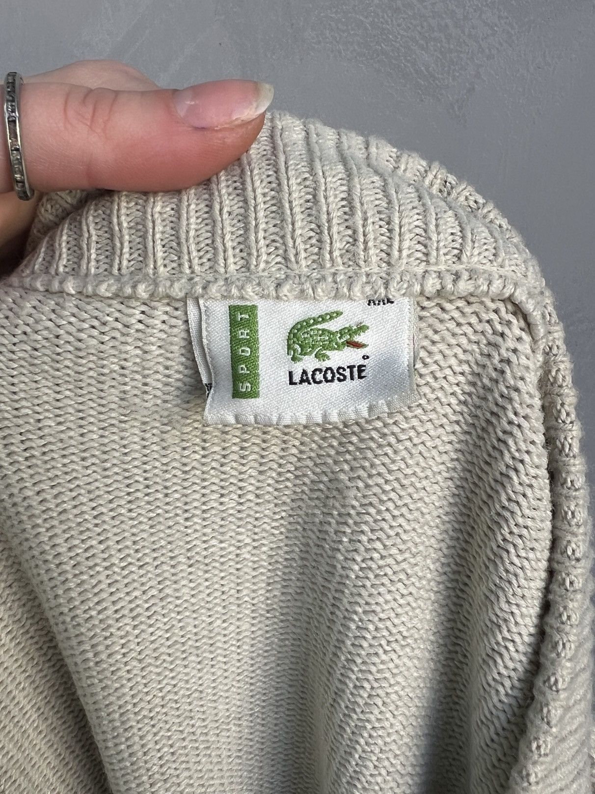 Lacoste Beige Knit lacoste chemise y2k Cardigan Vintage Classic Size US L / EU 52-54 / 3 - 11 Thumbnail