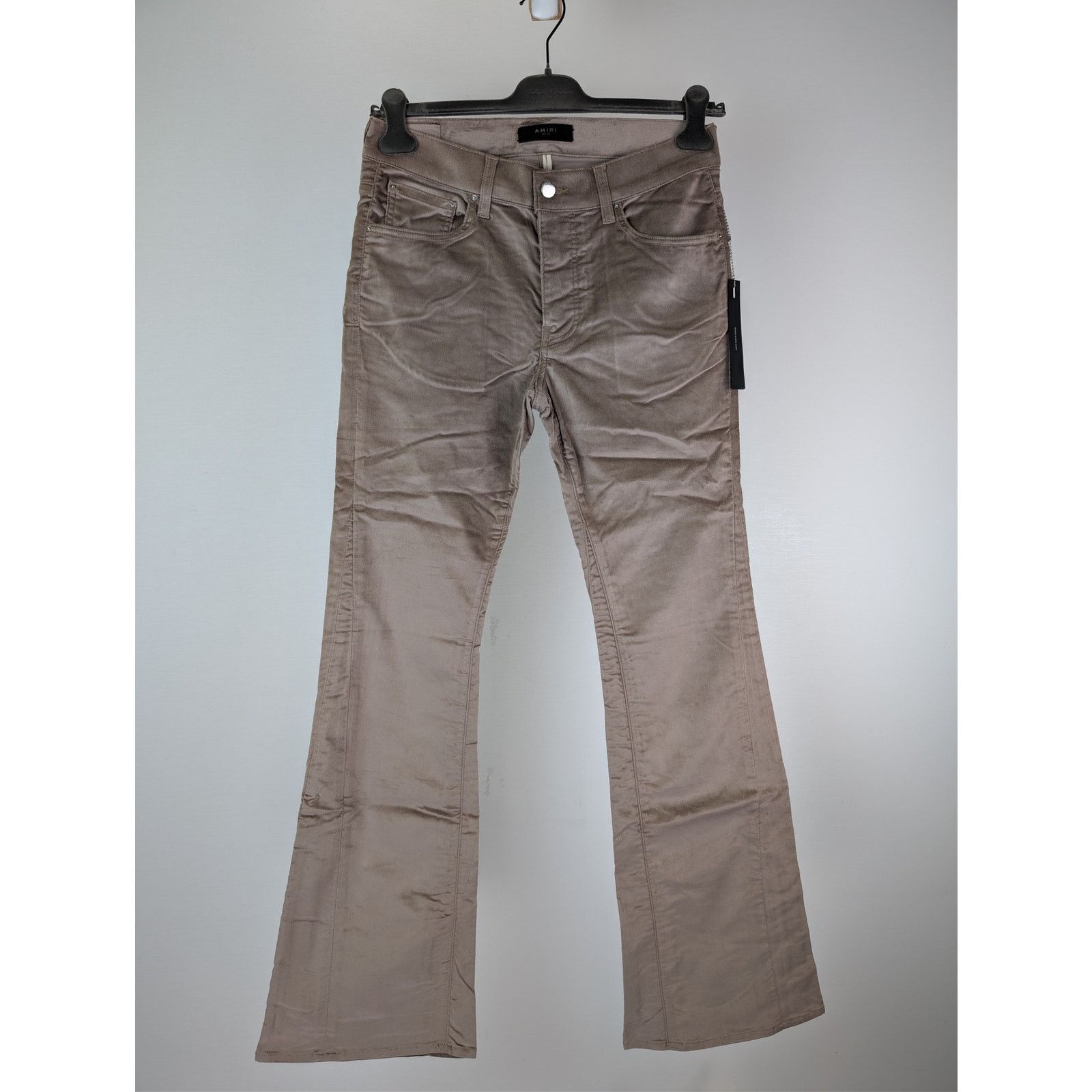 Amiri o1rshd1 Velour Flare Stack Pants in Sand Size US 33 - 2 Thumbnail