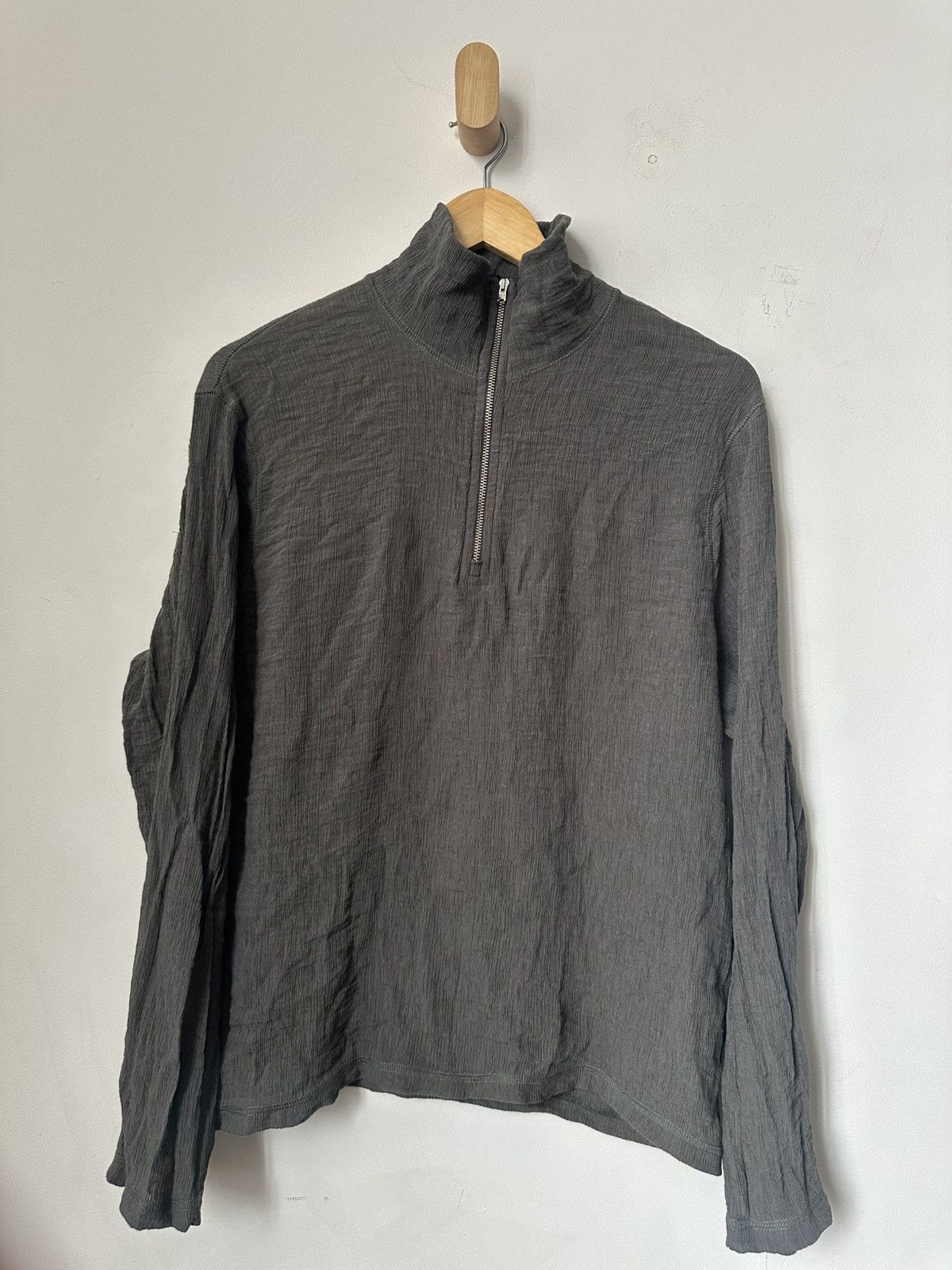 Our Legacy Our Legacy Gray Pleated Crinkle Half Zip Size 50 Size US M / EU 48-50 / 2 - 1 Thumbnail