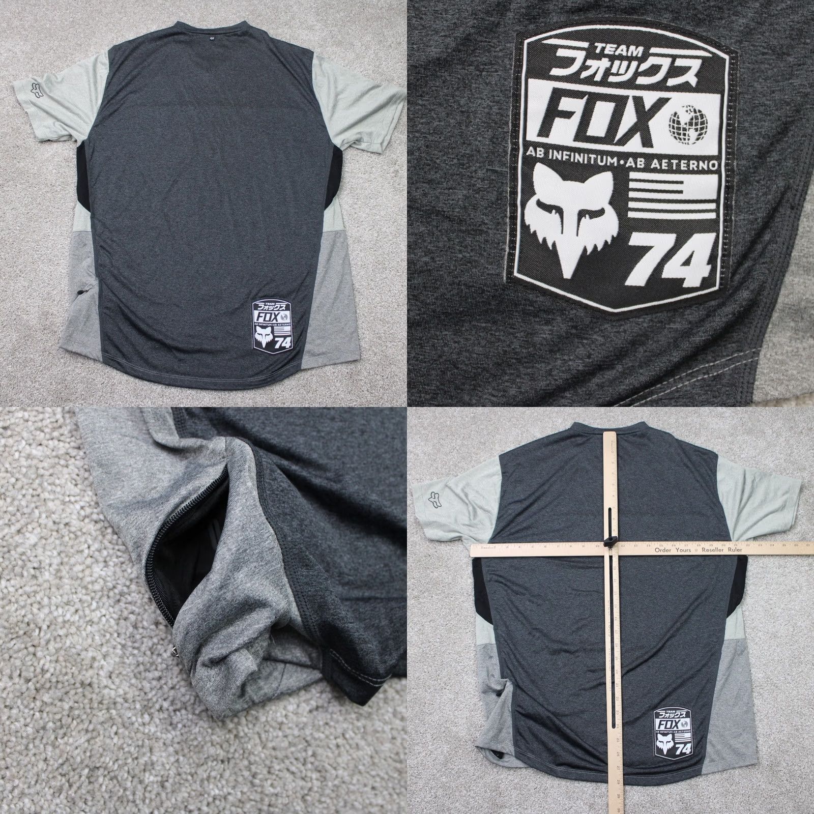 Fox Racing Fox Racing Indicator Shirt Mens Large Gray Zipper Stash Pocket Vented S/S Jersey Size US L / EU 52-54 / 3 - 8 Thumbnail