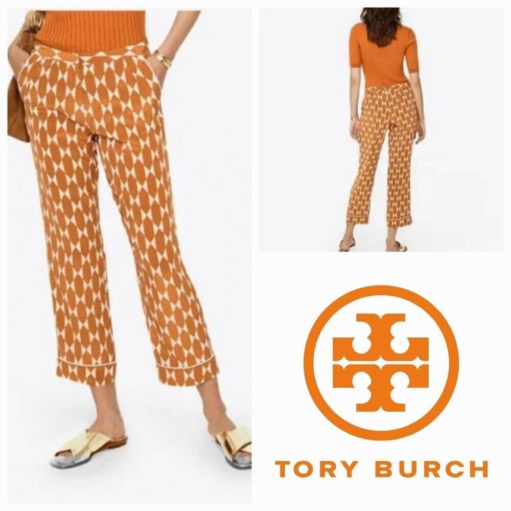 Tory Burch NWT Tory Burch Devi Pant Gold Diamond Tile Size 0 Size 25" / US 0 / IT 36 - 1 Thumbnail