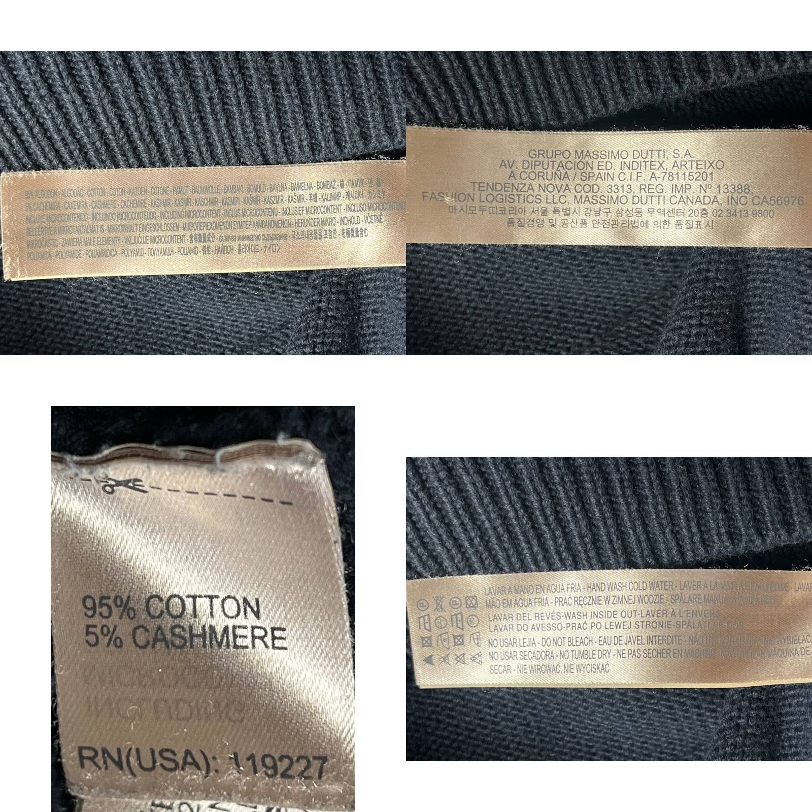 Massimo Dutti Mossimo Dutti Pullover Sweater Knit Neck Shawl L Charcoal Gray Cotton Cashmere Men Regular Knit Style Preppy Size US L / EU 52-54 / 3 - 8 Thumbnail