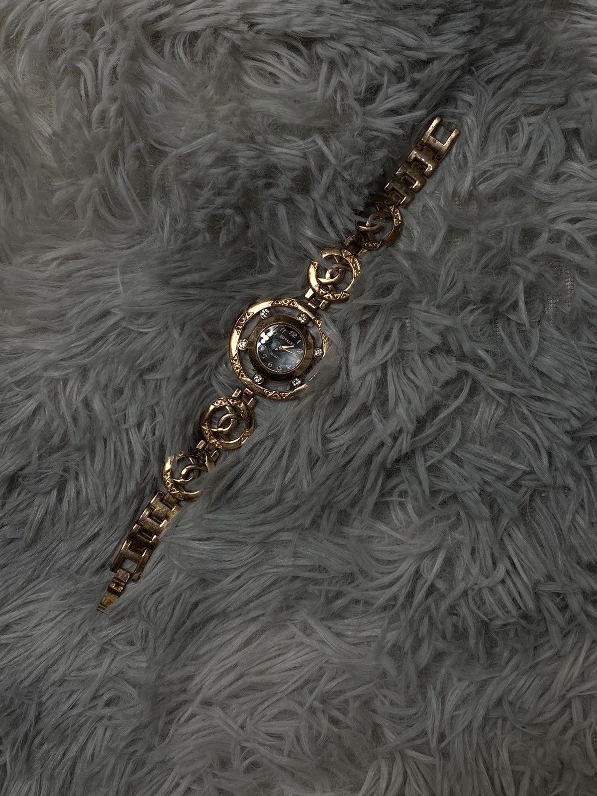 Vintage Royalex Gold-Tone Statement Watch with Black Dial Size ONE SIZE - 4 Thumbnail