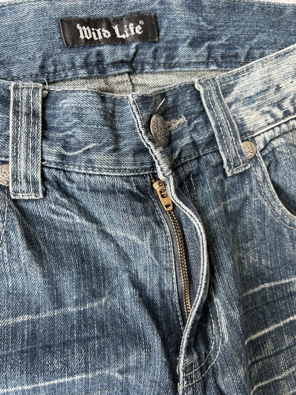 If Six Was Nine Punk Skull Flared Distressed Jeans Style Size US 32 / EU 48 - 9 Thumbnail